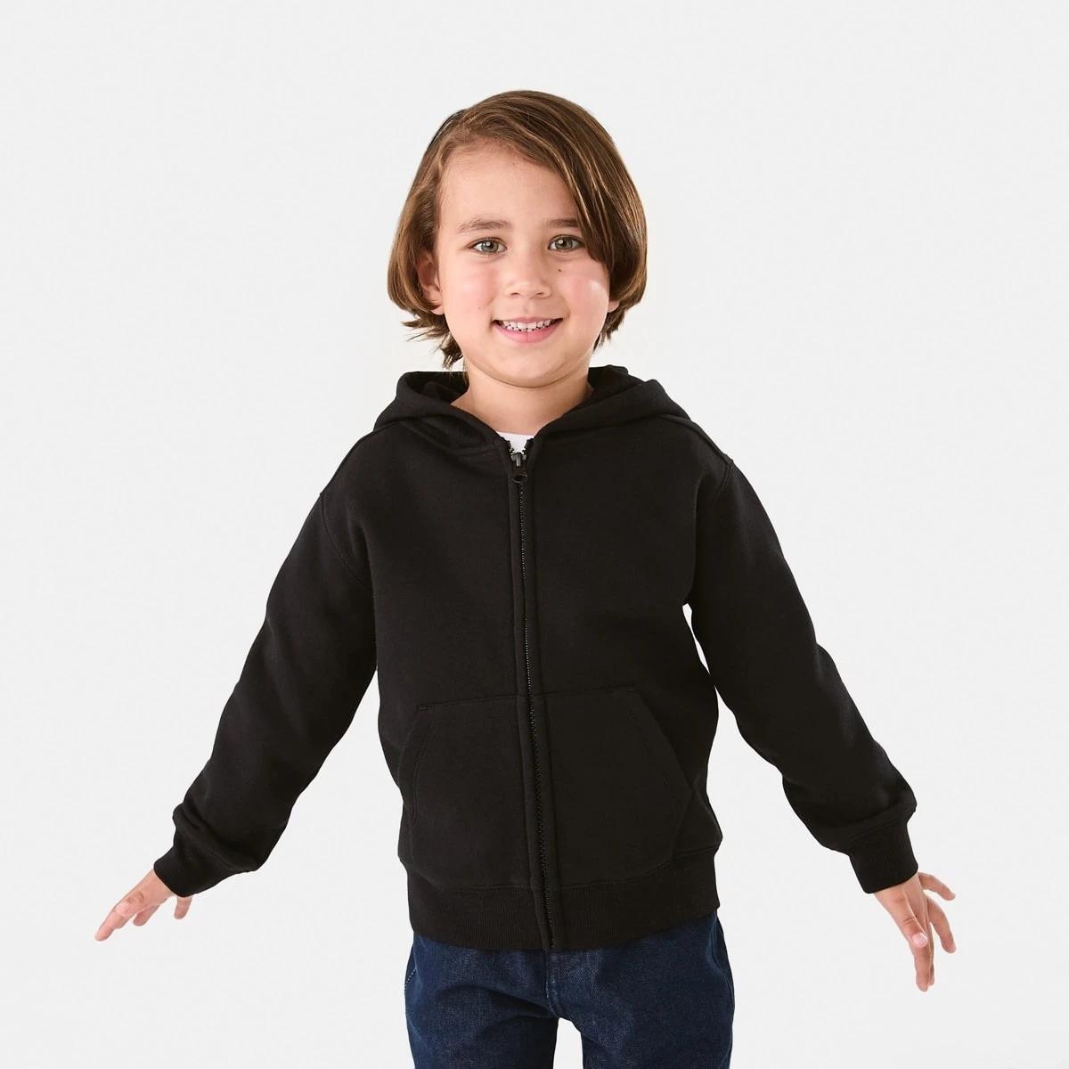 2 Plain Zip Through Hoodie Black, 2 of 10