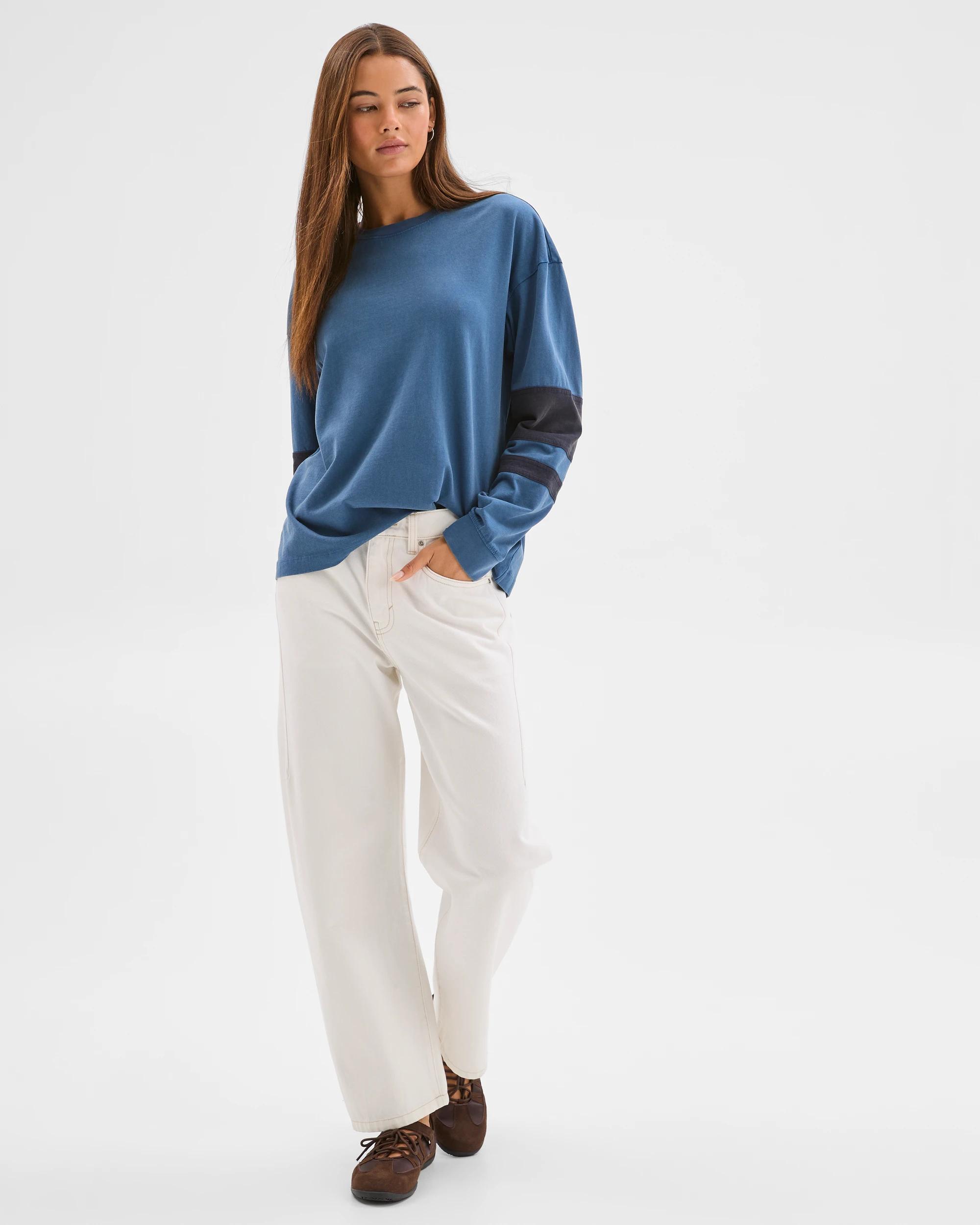 7 Lily Loves Relaxed Long Sleeve T-Shirt WASHED BLUE, 7 of 7