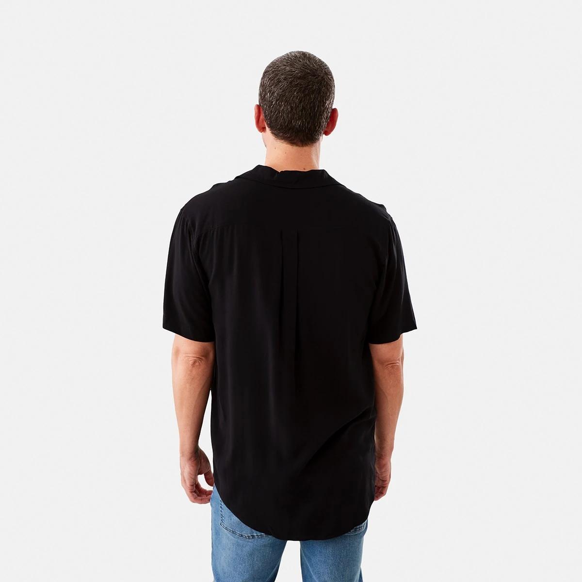 3 Short Sleeve Plain Resort Shirt Black, 3 of 6
