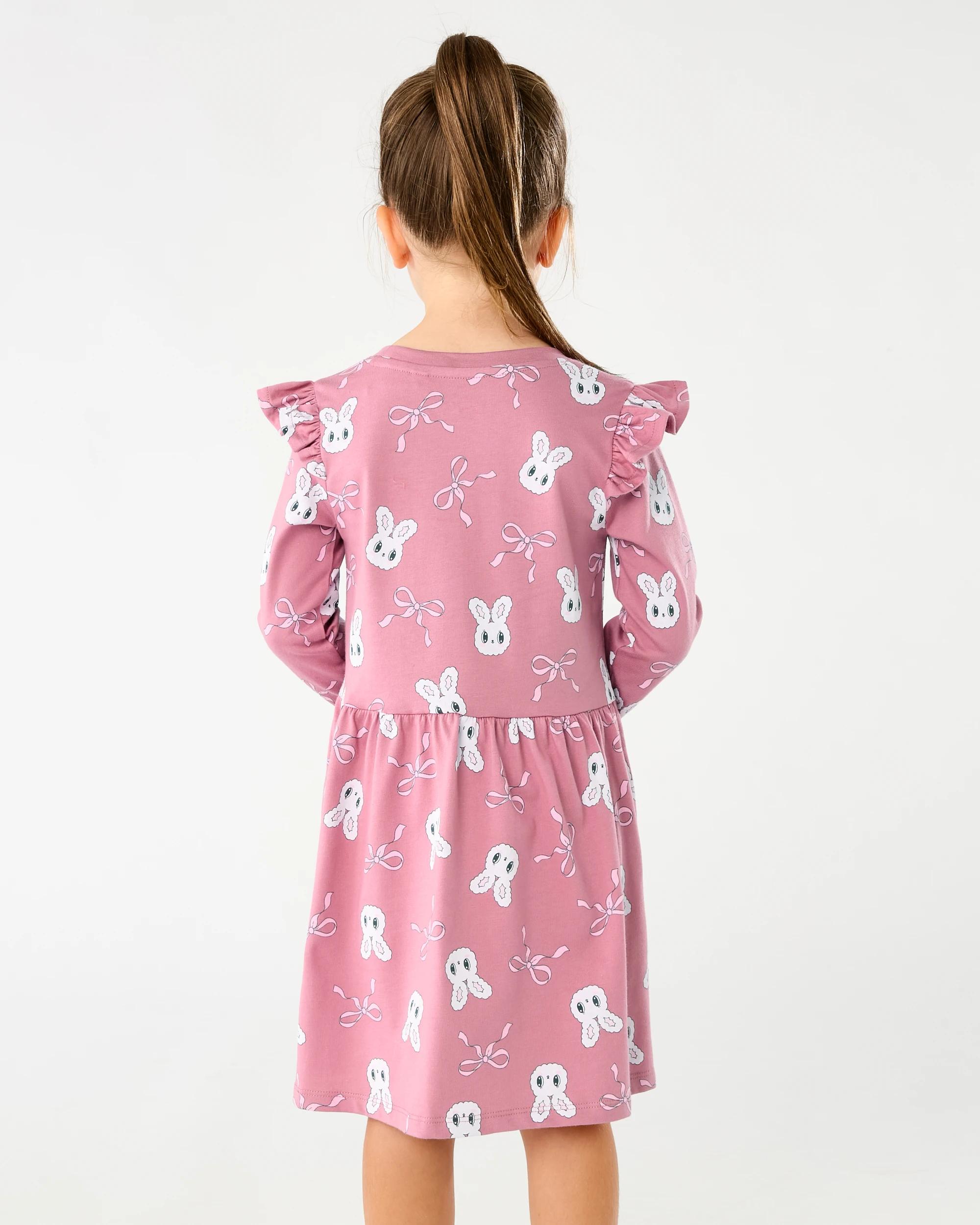 2 Long Sleeve Jersey Dress Pink Bunny, 2 of 8