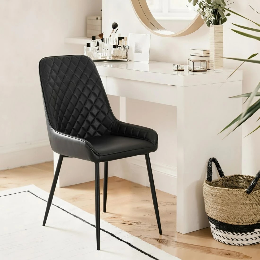 4 Artiss 4x Dining Chairs Retro PU Leather Kitchen Lounge Cafe Accent Chair - Black, 4 of 6