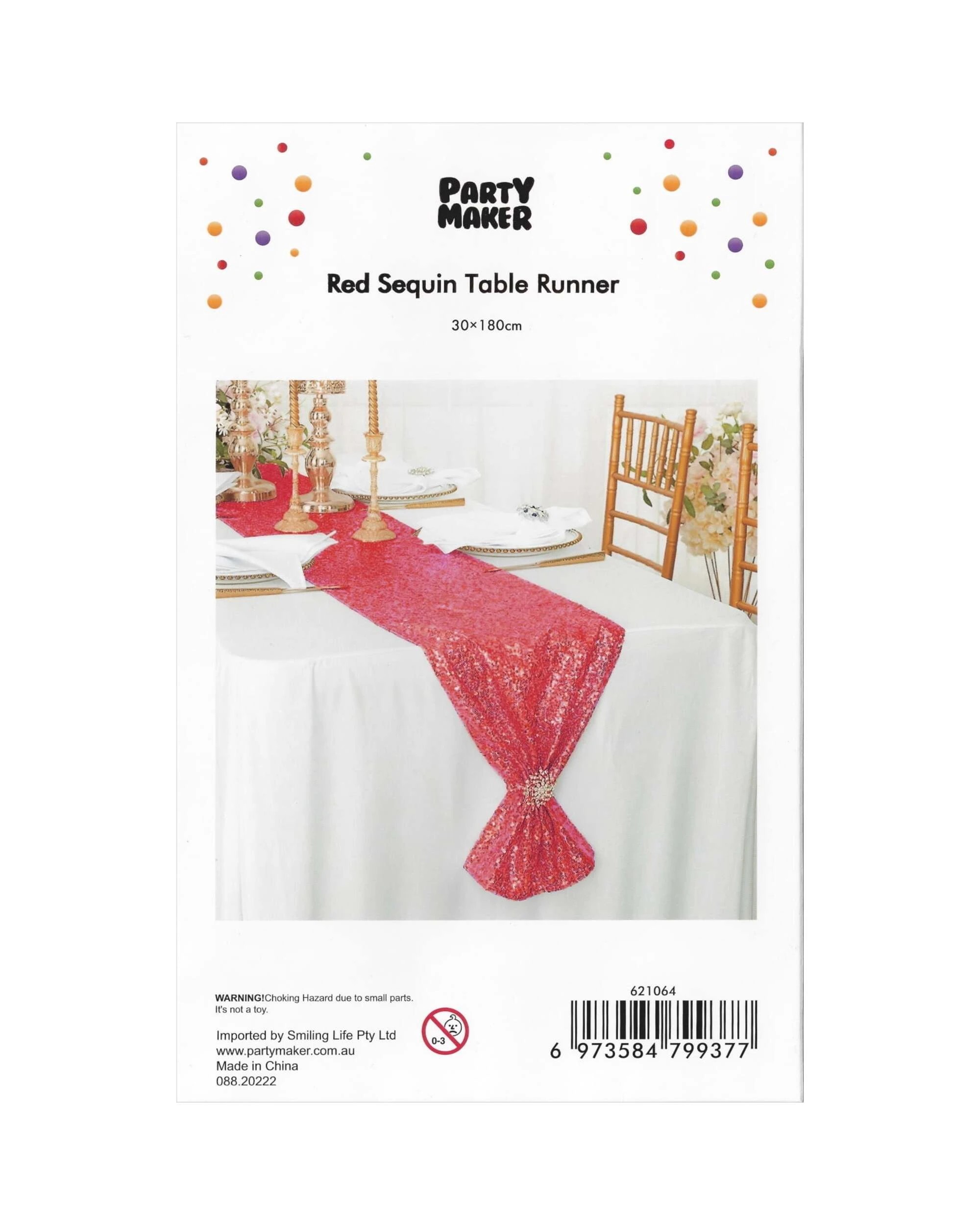 2 Partyrama Red Sequin Table Runner 30cm x 180cm - Red, 2 of 2