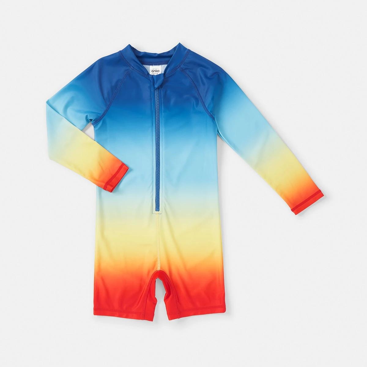 8 Long Sleeve Ombre Swimsuit Multi Ombr, 8 of 9