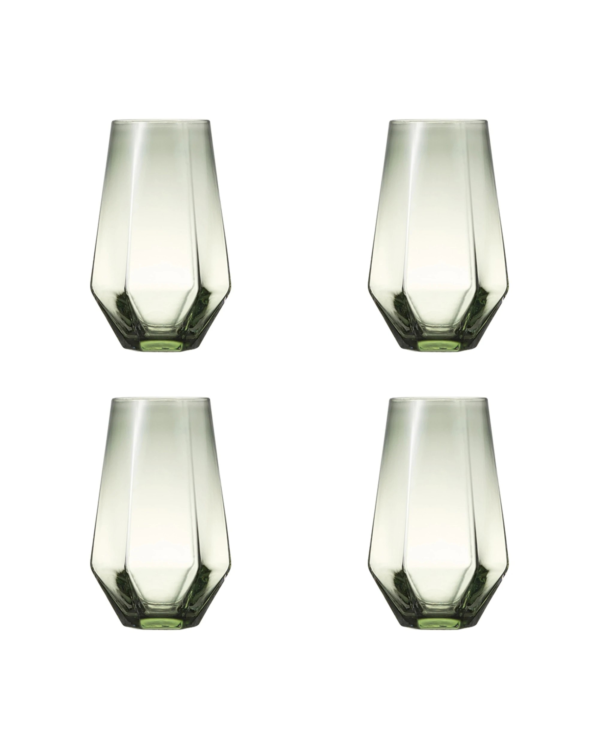 1 Ecology 4pc Jemma Geometric Highball Hiball Glass Set 480ml Willow Smokey - Green, 1 of 5