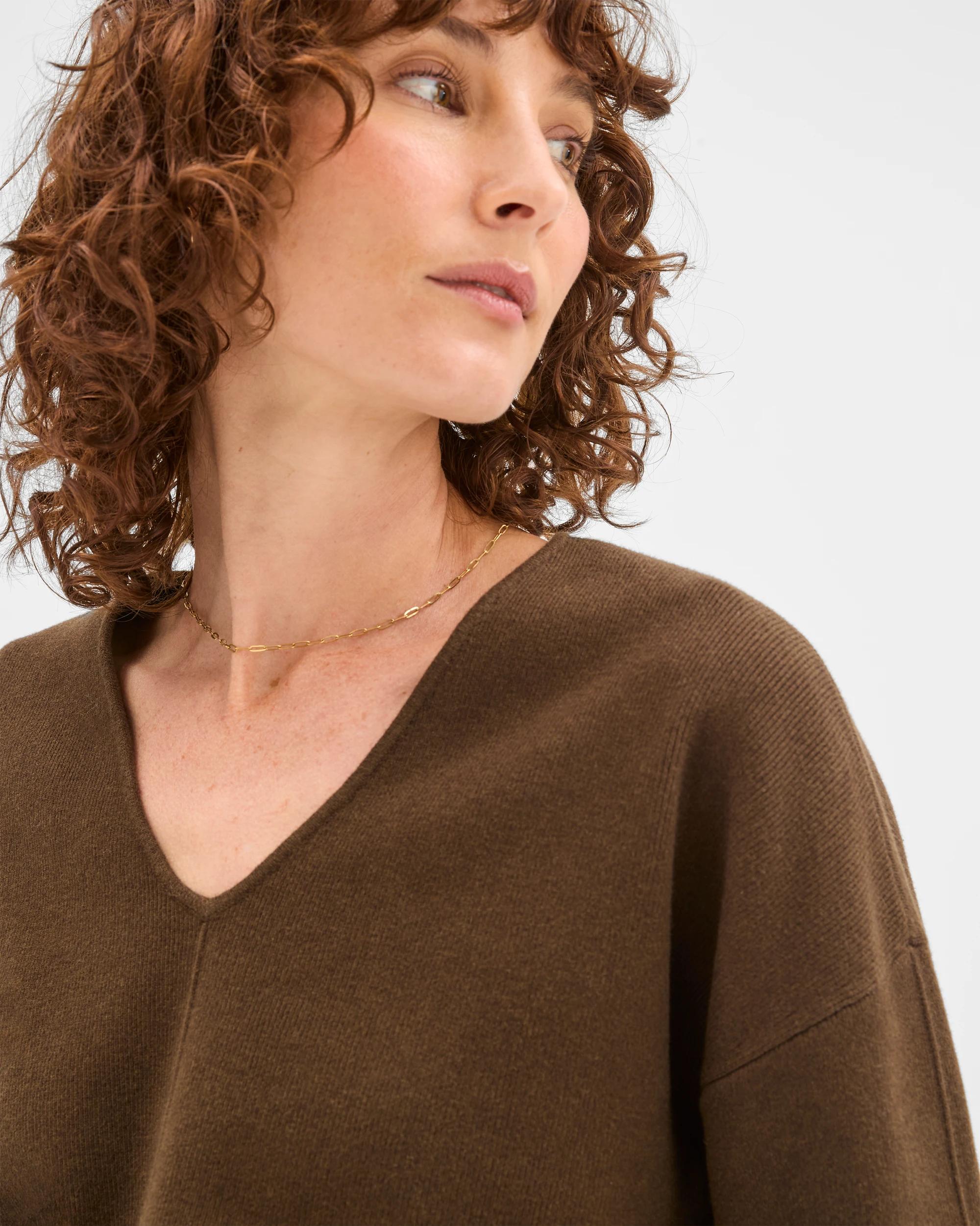 4 Preview Australian Cotton Blend Polished V-Neck Jumper OLIVE, 4 of 5