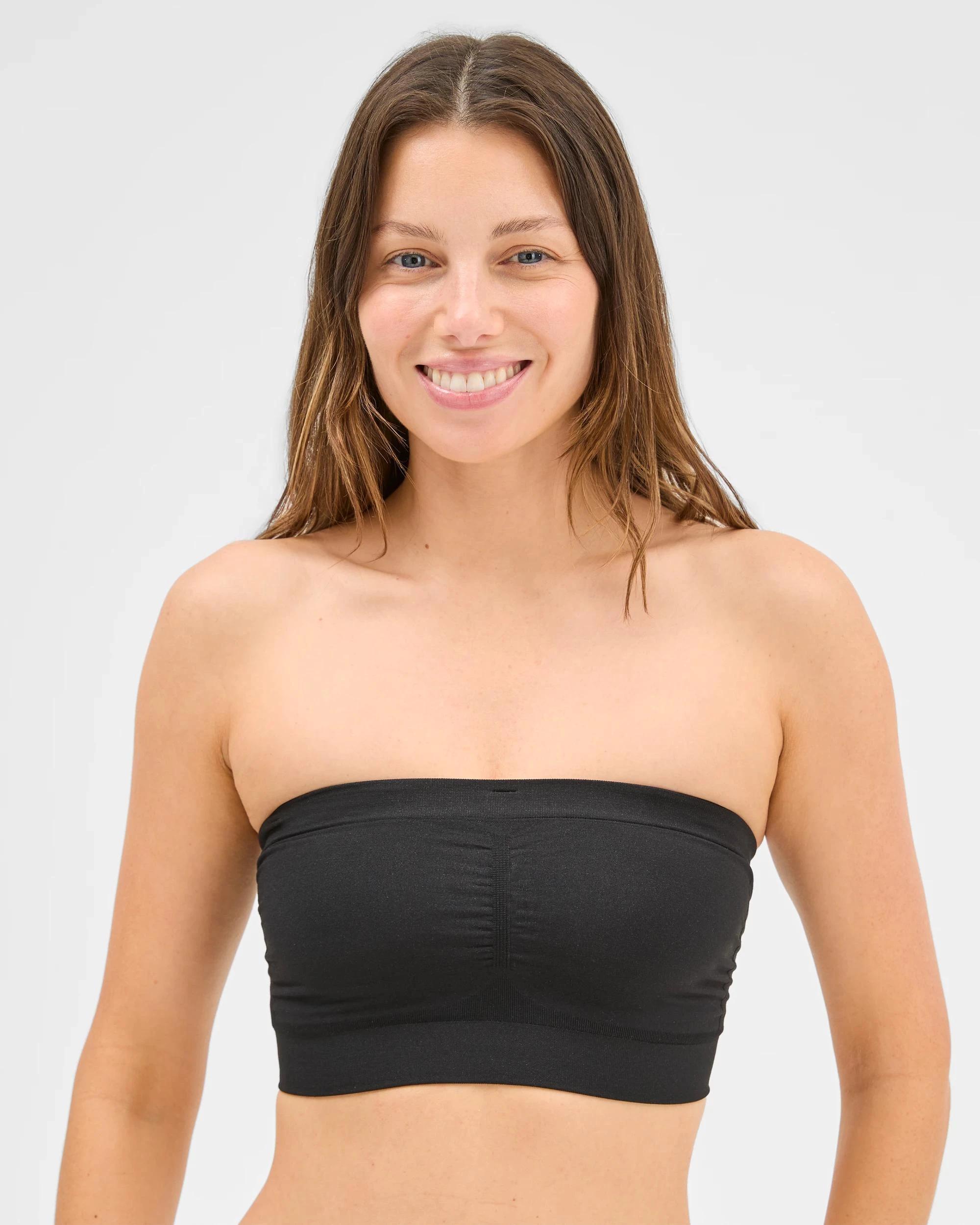 1 Target Women's Seamfree Reversible Padded Bandeau Crop Top BLACK/LATTE, 1 of 4