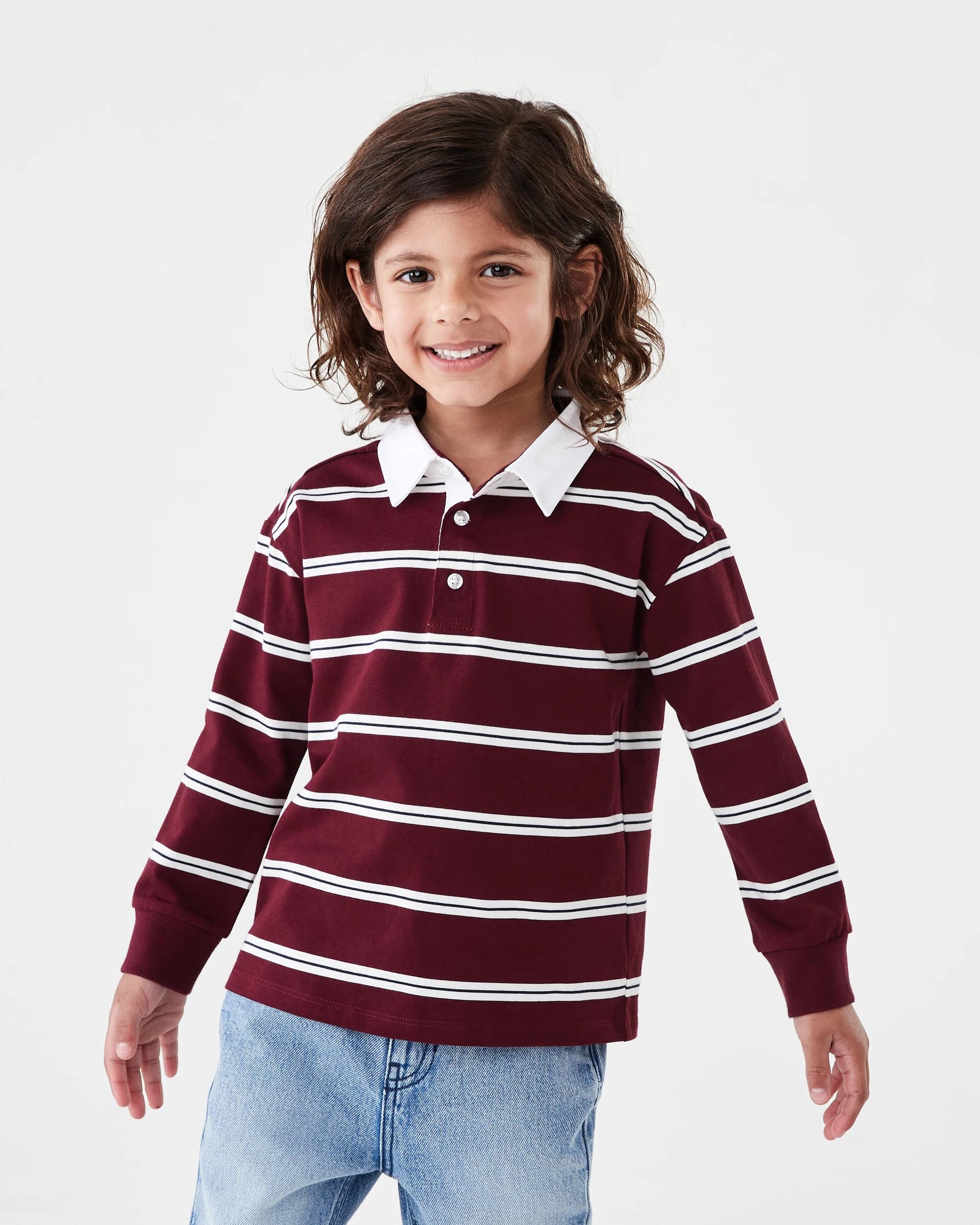 1 Long Sleeve Stripe Rugby T-shirt Red Stripe, 1 of 7