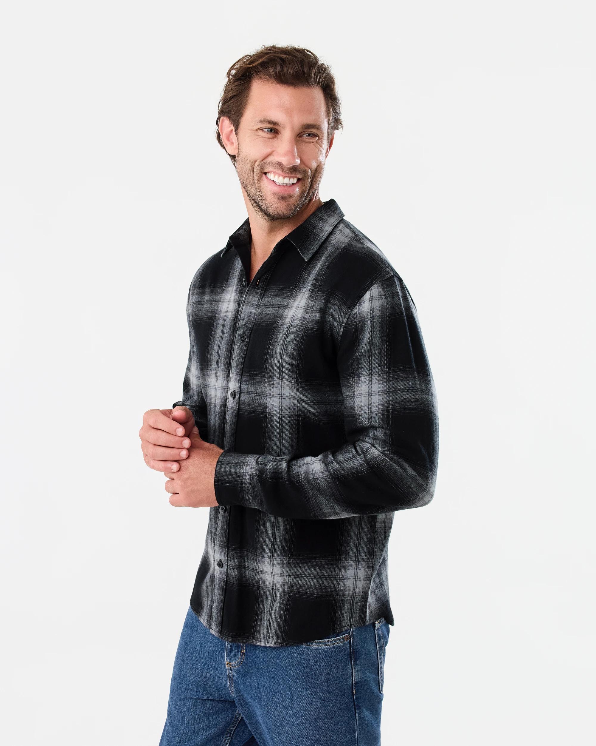2 Long Sleeve Brushed Shirt Blk Check, 2 of 7