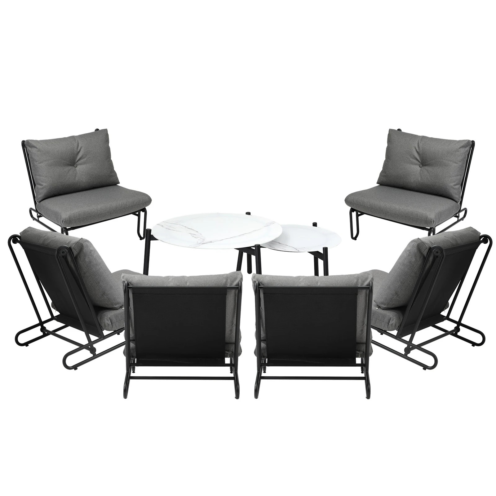 9 Livsip Outdoor Sofa Set 8 Piece Garden Patio Lounge Setting Table Chairs - Grey, 9 of 9