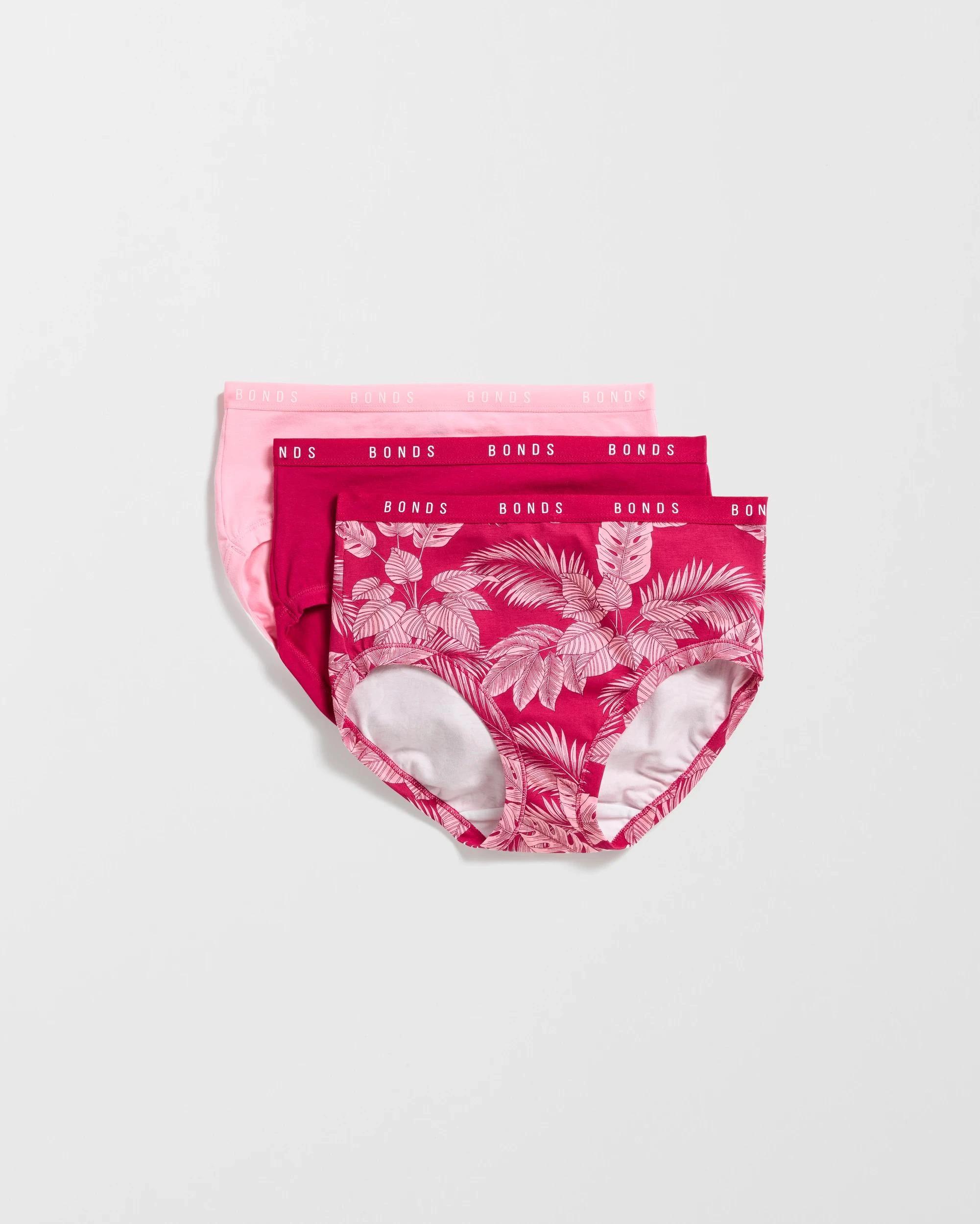 1 Bonds Cottontails 3 Pack Full Briefs BOTANICAL BLISS/ RASPBERRY JAM/ PINK WHISPER, 1 of 4