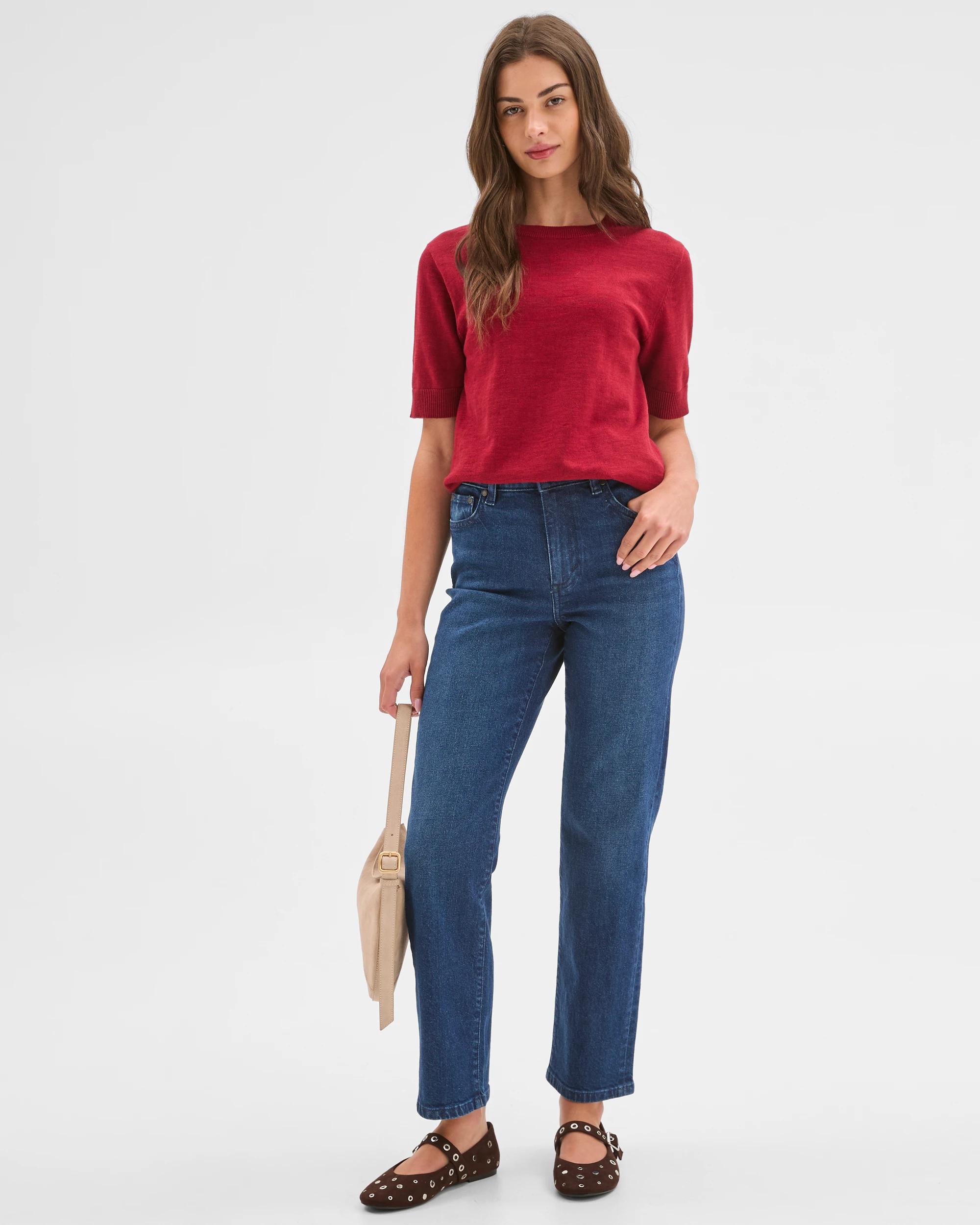 1 Target Petites Australian Cotton Blend Knit T-Shirt RHUBARB, 1 of 5