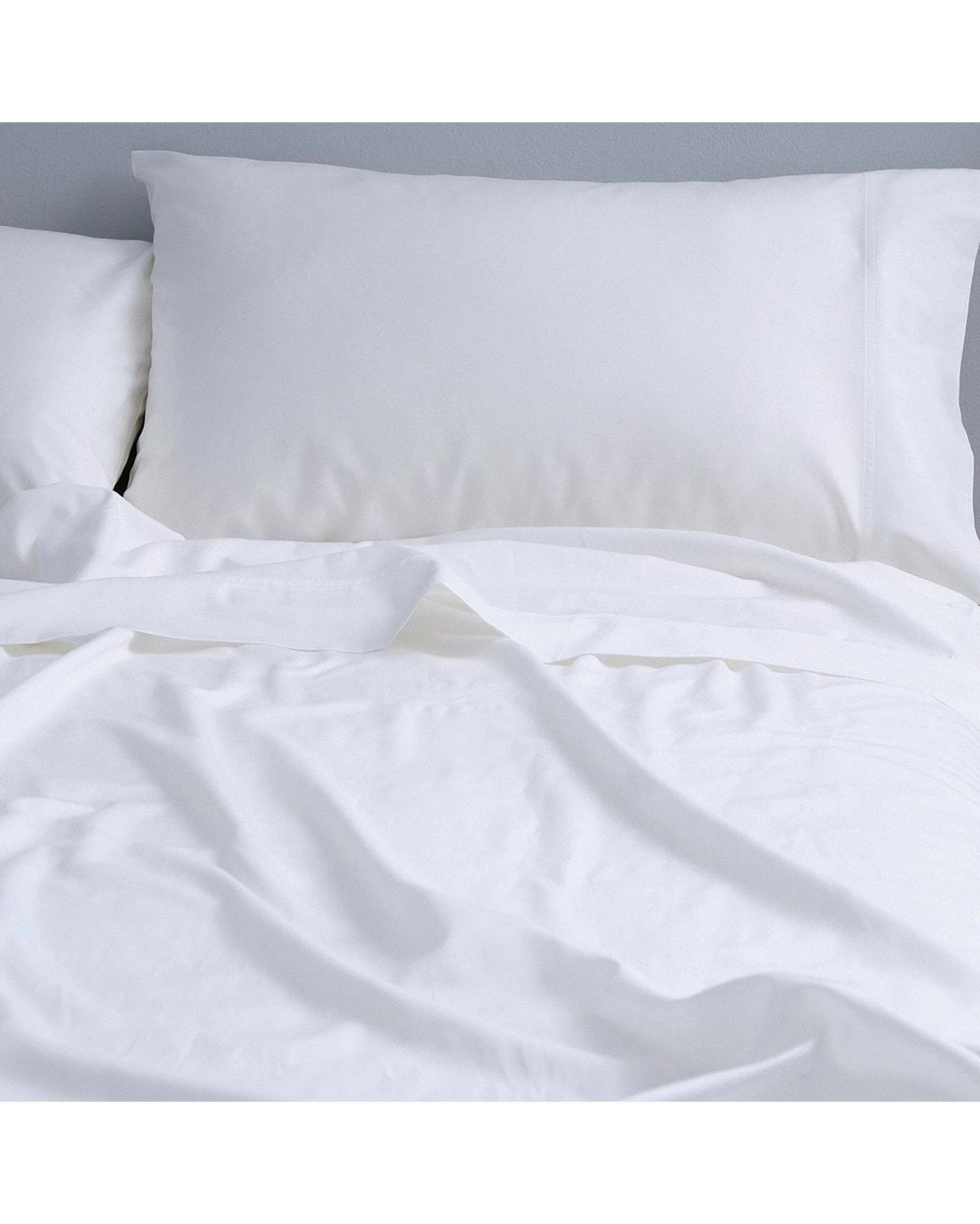 1 Canningvale Carrara Alessia Bamboo Cotton Sateen Fitted Sheet Set - Queen Bed - White, 1 of 3