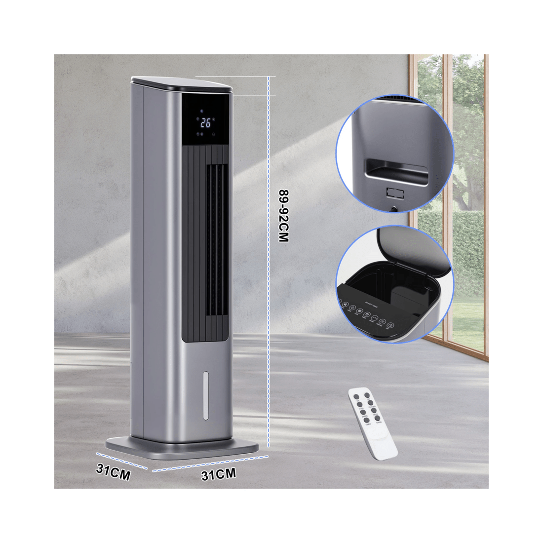 3 Advwin 2 In 1 Cooler & Heater, 3.5l Air Conditioner Fan With 2 Ice Box, 3 Wind Speeds, Tip-over And Overheat Protection, 3 of 7