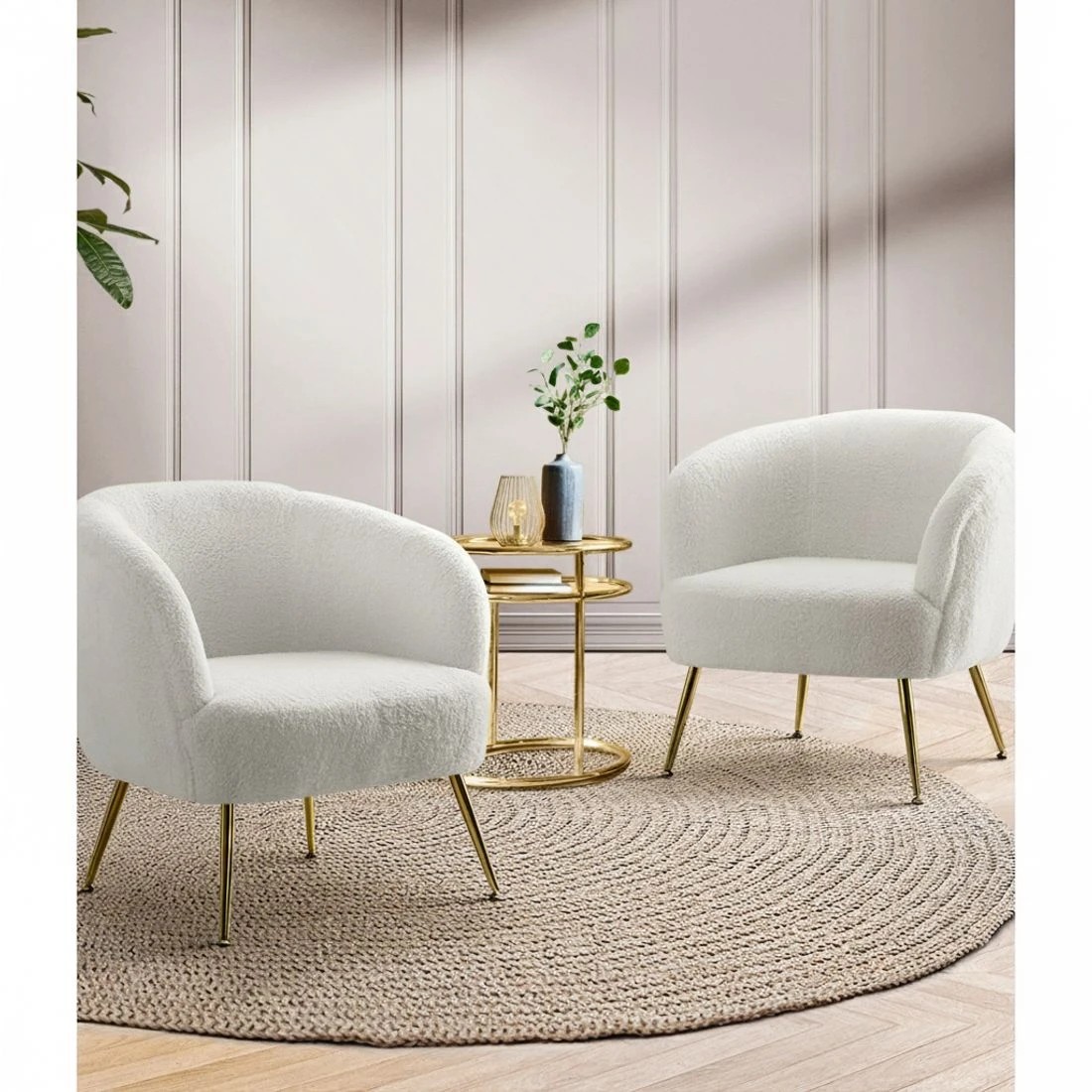 5 Artiss Armchair Lounge Chair Accent Chairs Armchairs Sherpa Boucle Sofa - White, 5 of 6