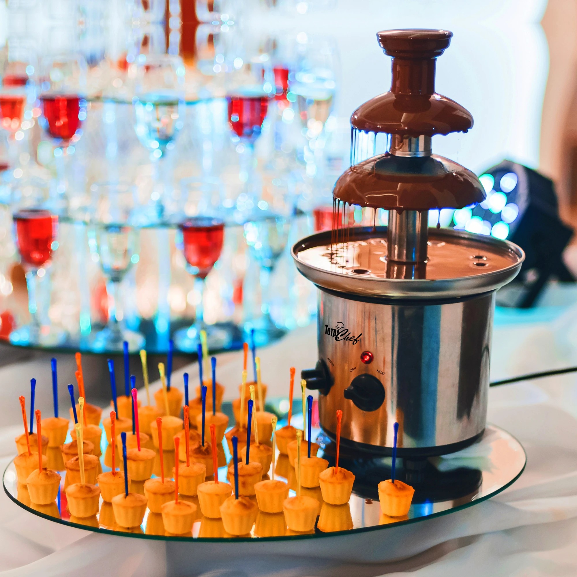 2 Total Chef 3 Tier Chocolate Fountain, Huge 680 g Capacity, Adjustable Temperature Electric Chocolate Fondue Ma - Silver, 2 of 7