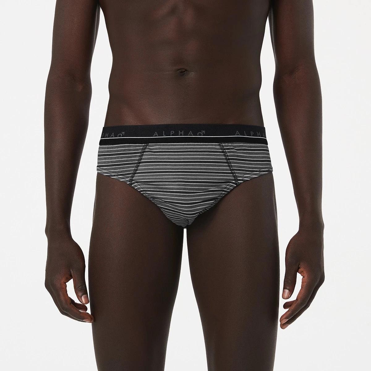 5 5 Pack Alpha Attached Elastic Hipster Briefs Blkgrystrp, 5 of 10