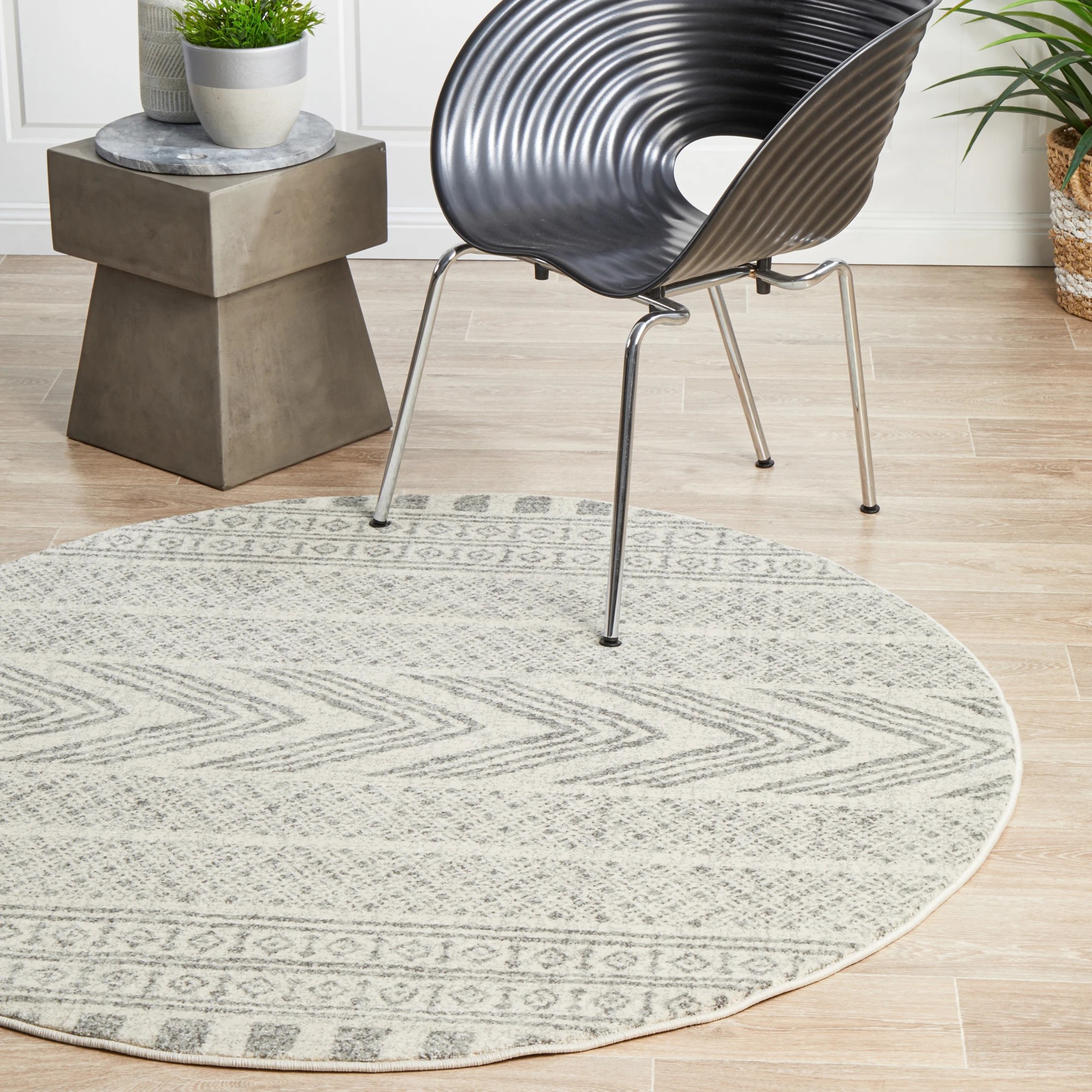 3 Common Ground Rugs Phantom 359 150x150cm - Small Round Rug - Silver, 3 of 8