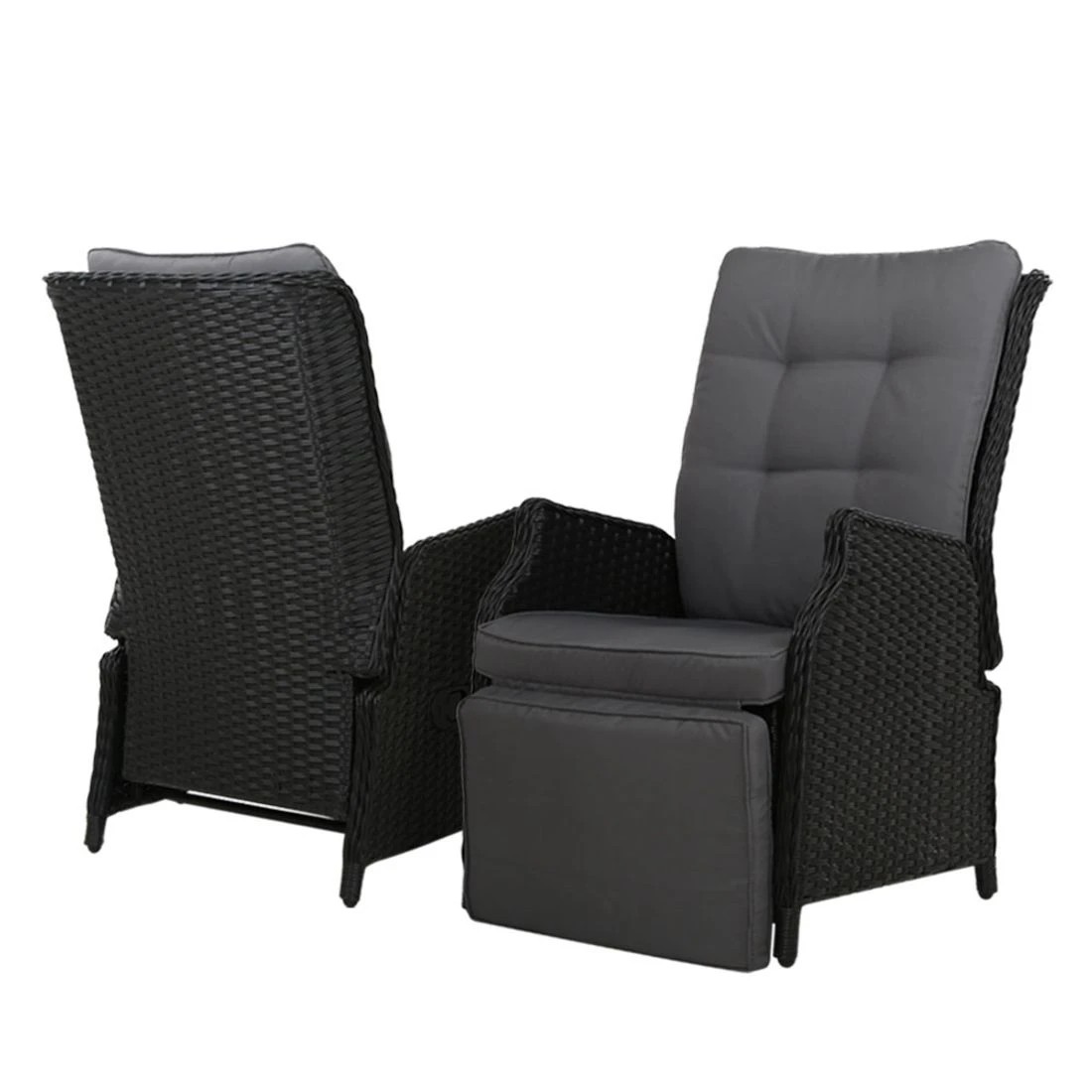 4 Gardeon Recliner Chairs Sun lounge Wicker Lounger Outdoor Furniture Patio - Black, 4 of 6