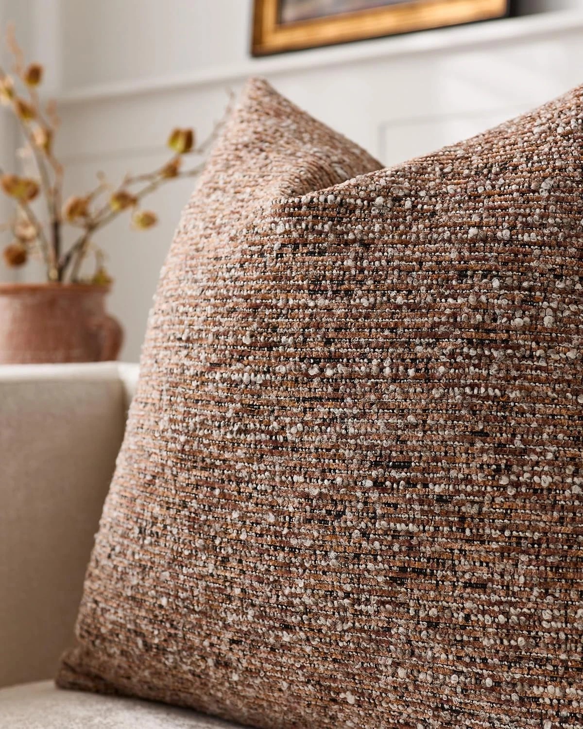 2 Gioia Casa 2-Pack Speckled Bouclé Cushion Covers 45cm x 45cm - Brown, 2 of 3