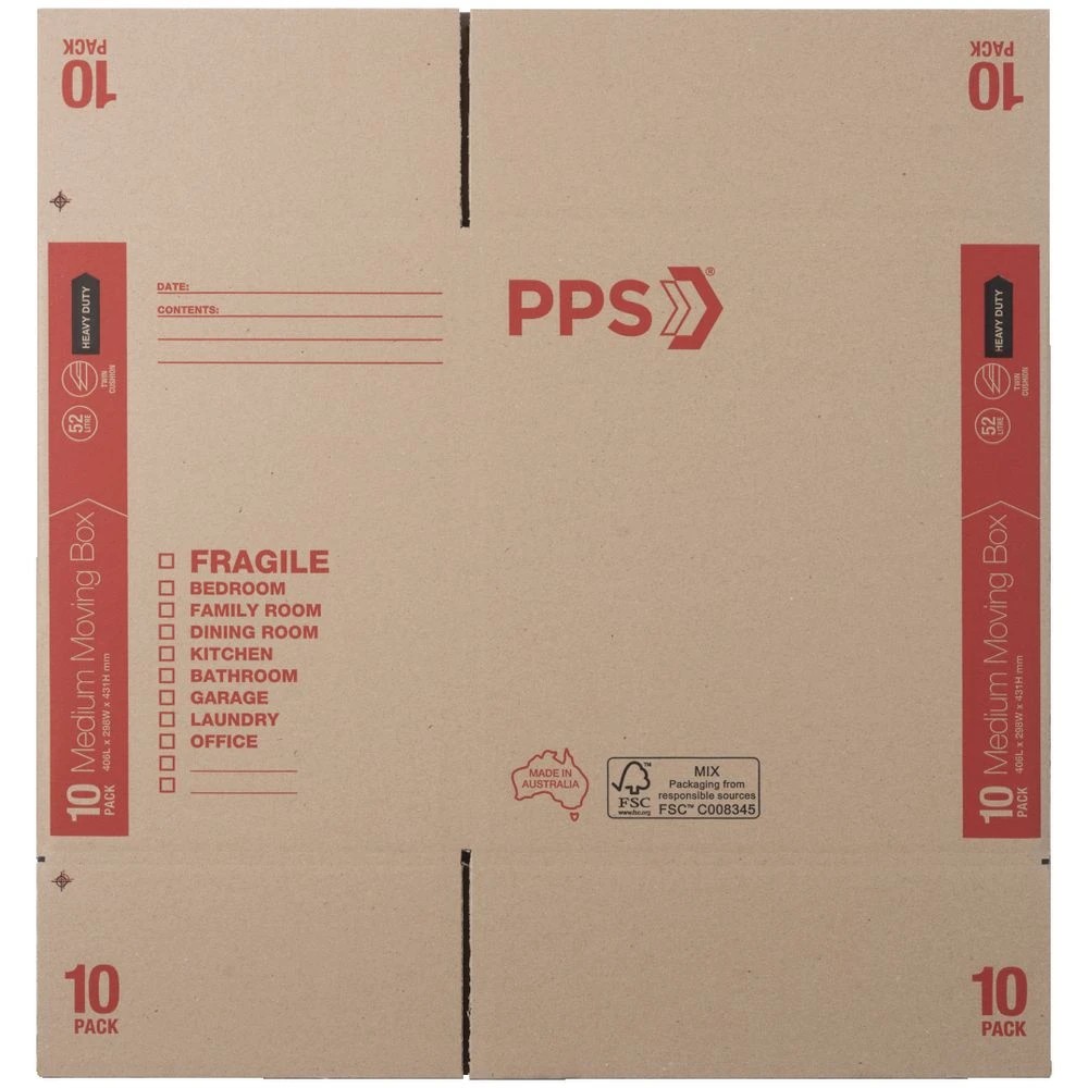 2 PPS Heavy Duty Moving Boxes Medium 406 x 298 x 431mm 10 Pack, 2 of 4