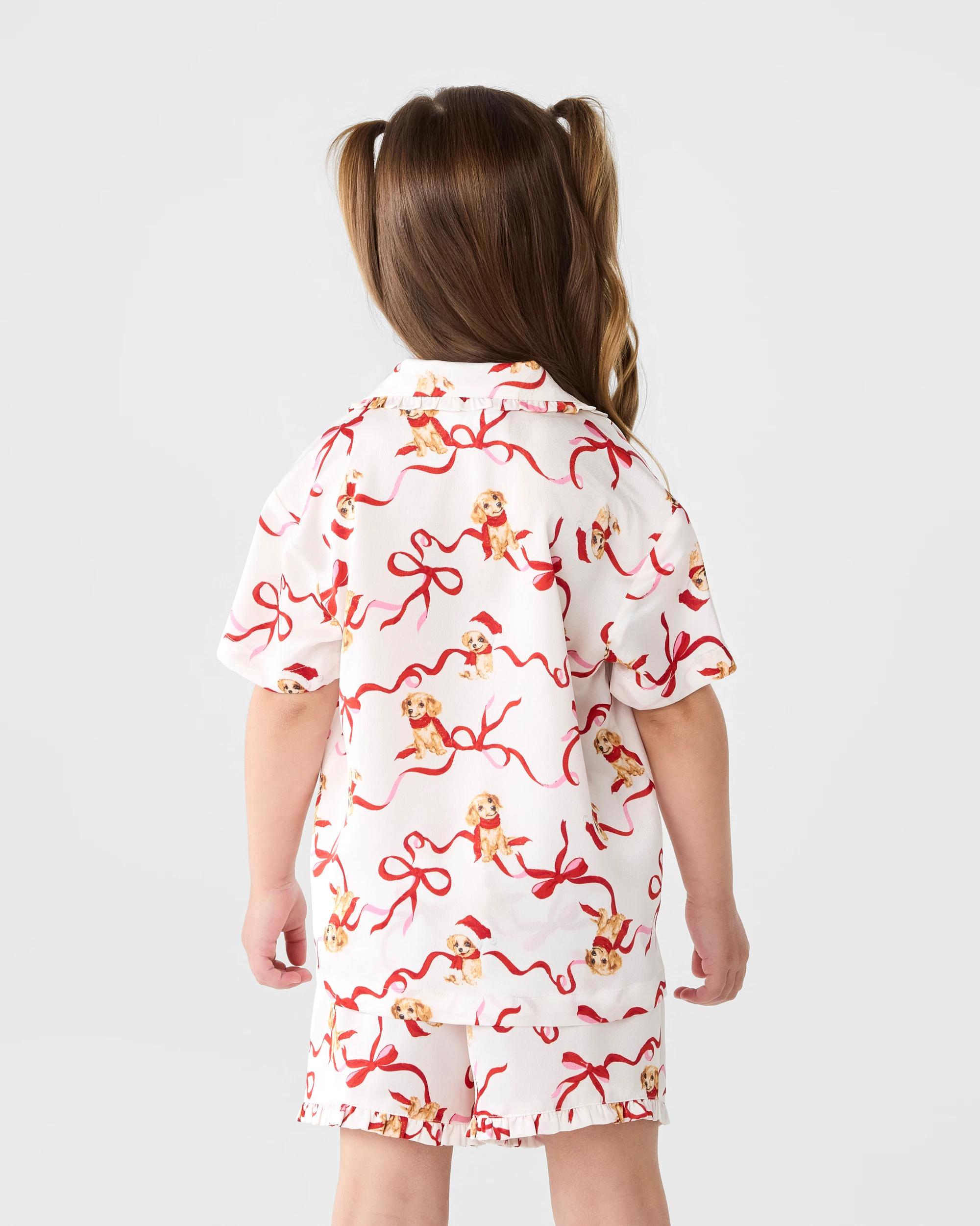 3 Family Matching Christmas Dog Ribbon Mini Me Girls Pyjama Set Xmas Dog, 3 of 10