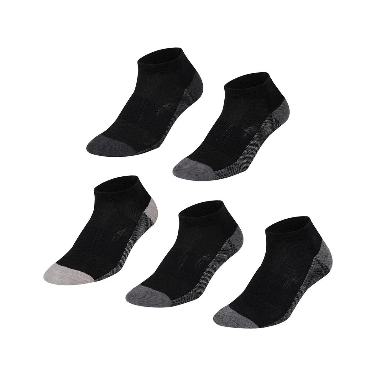 1 Active 5 Pack Low Cut Tough Sports Socks BLACK, 1 of 3