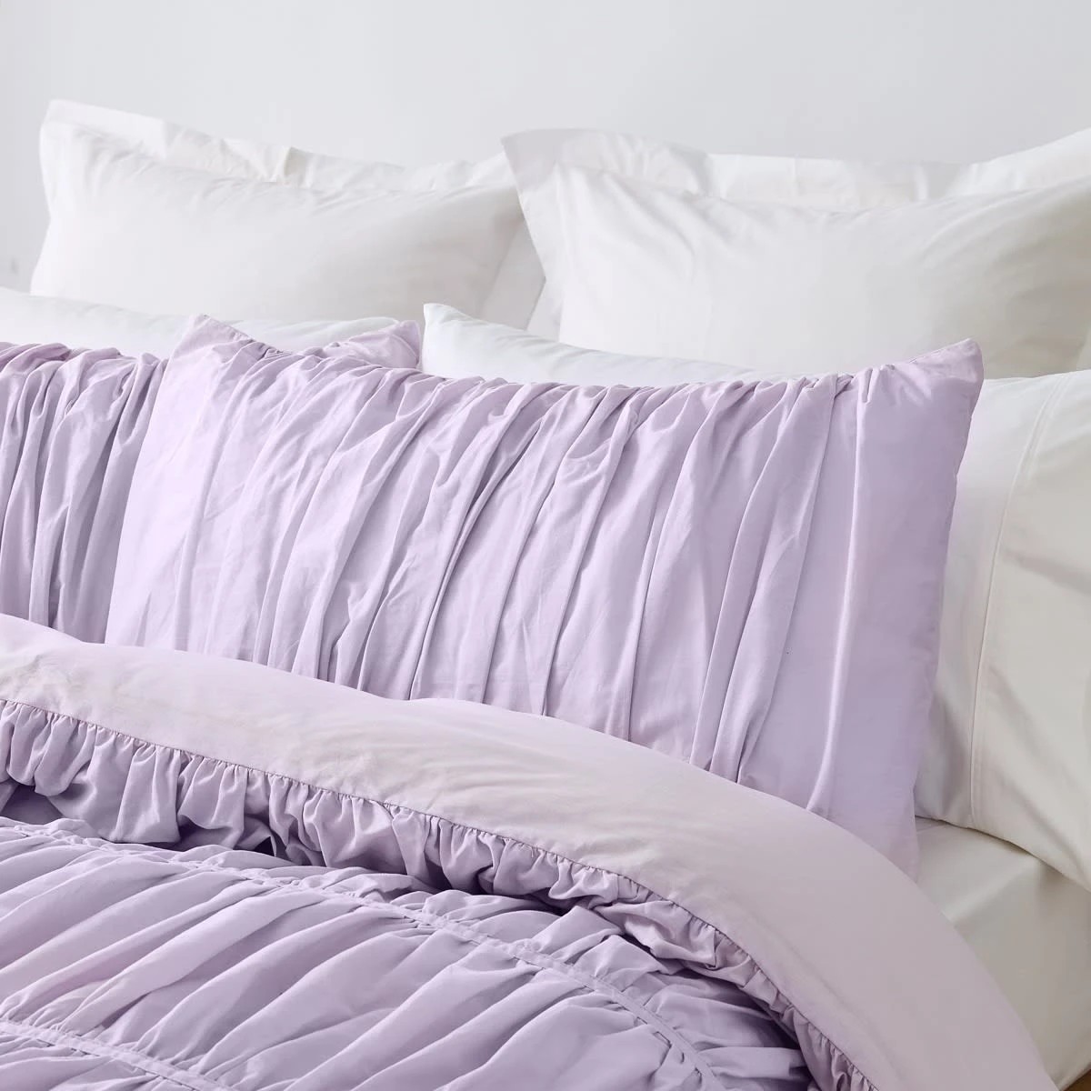 2 Arlo Cotton Quilt Cover Set - Double Bed, Lilac, 2 of 6