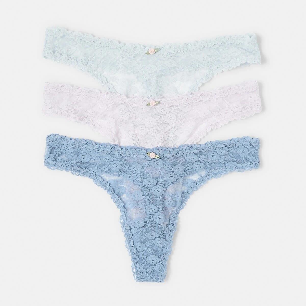 1 3 Pack Lace Rosette G-String Briefs Db Ll Hb, 1 of 9
