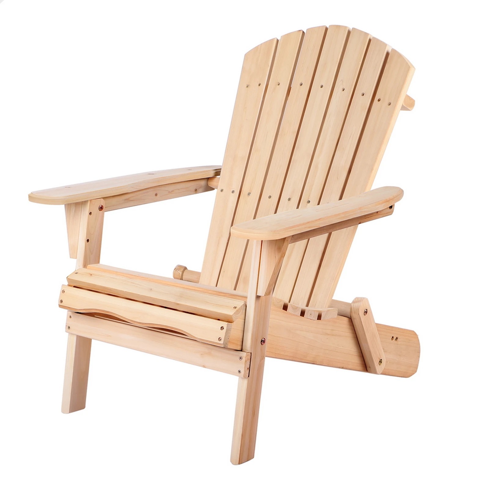 1 Alfordson Outdoor Chair Wooden Adirondack Patio Furniture Beach Garden - Natural, 1 of 9