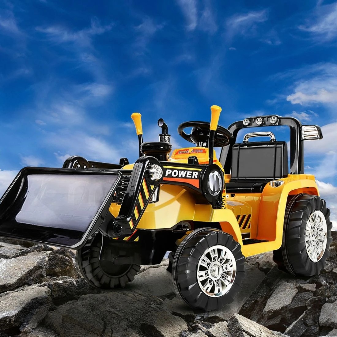 6 Rigo Kids Electric Ride On Car Bulldozer Digger Loader Remote 6V Yellow - Yellow, 6 of 7