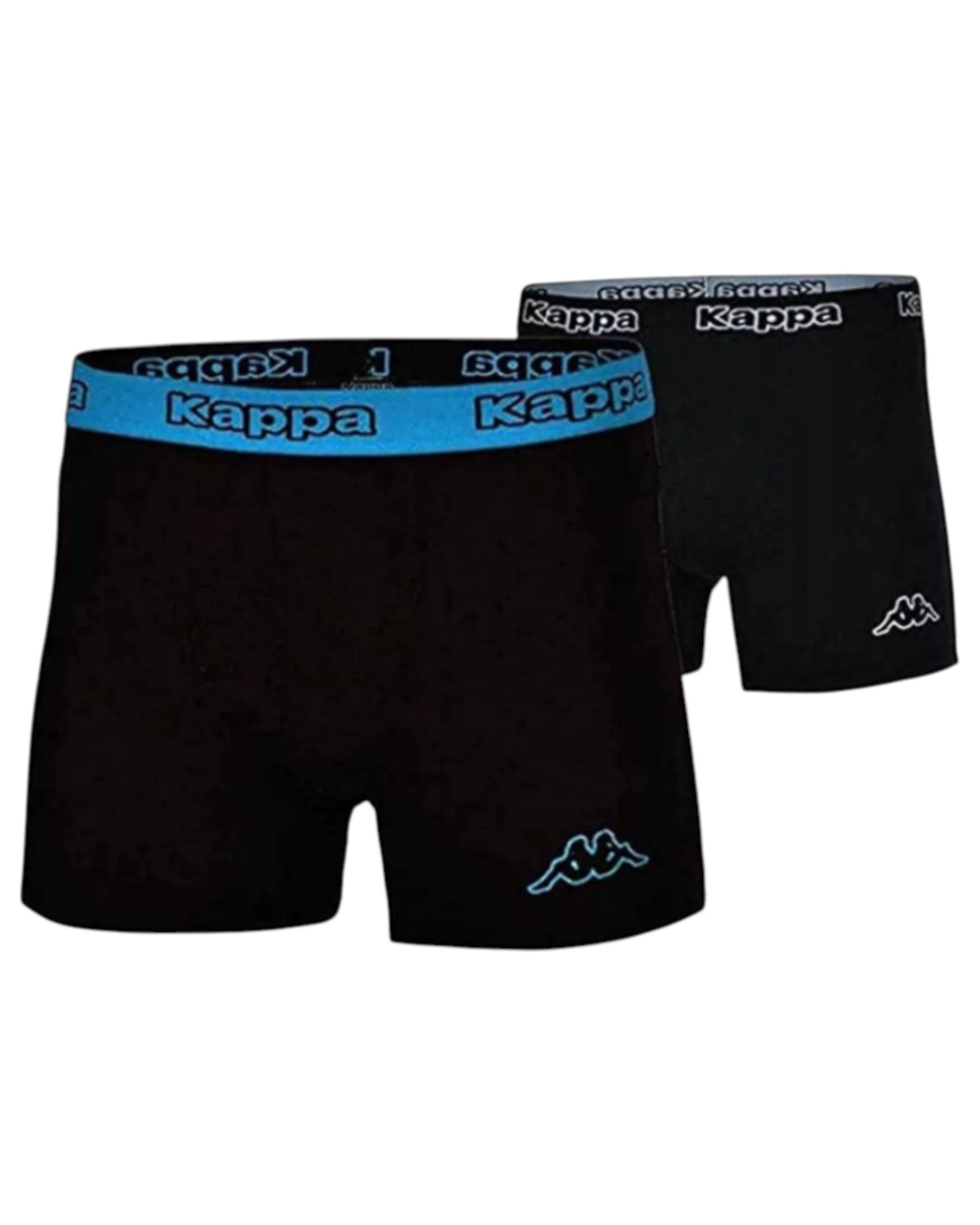 1 Kappa 2 x Trunks Mens Black Boxers Underwear Trunk Boxer Shorts Black/Blue Sea BLACK/BLUE SEA, 1 of 1