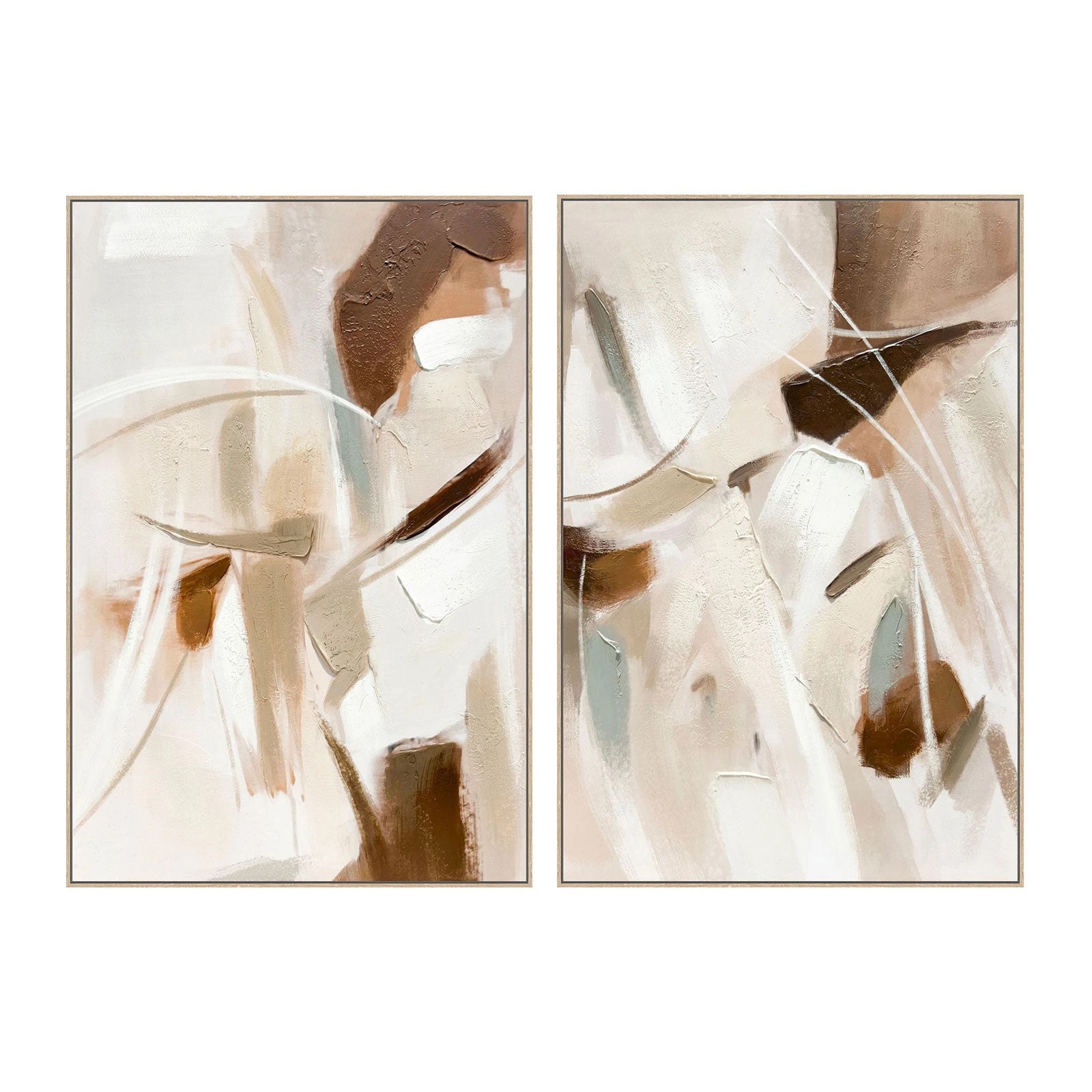 1 Moda Living Abstract Drift I & II Hand-Painted Textured Canvas Wall Art Set of 2 - Multi, 1 of 9