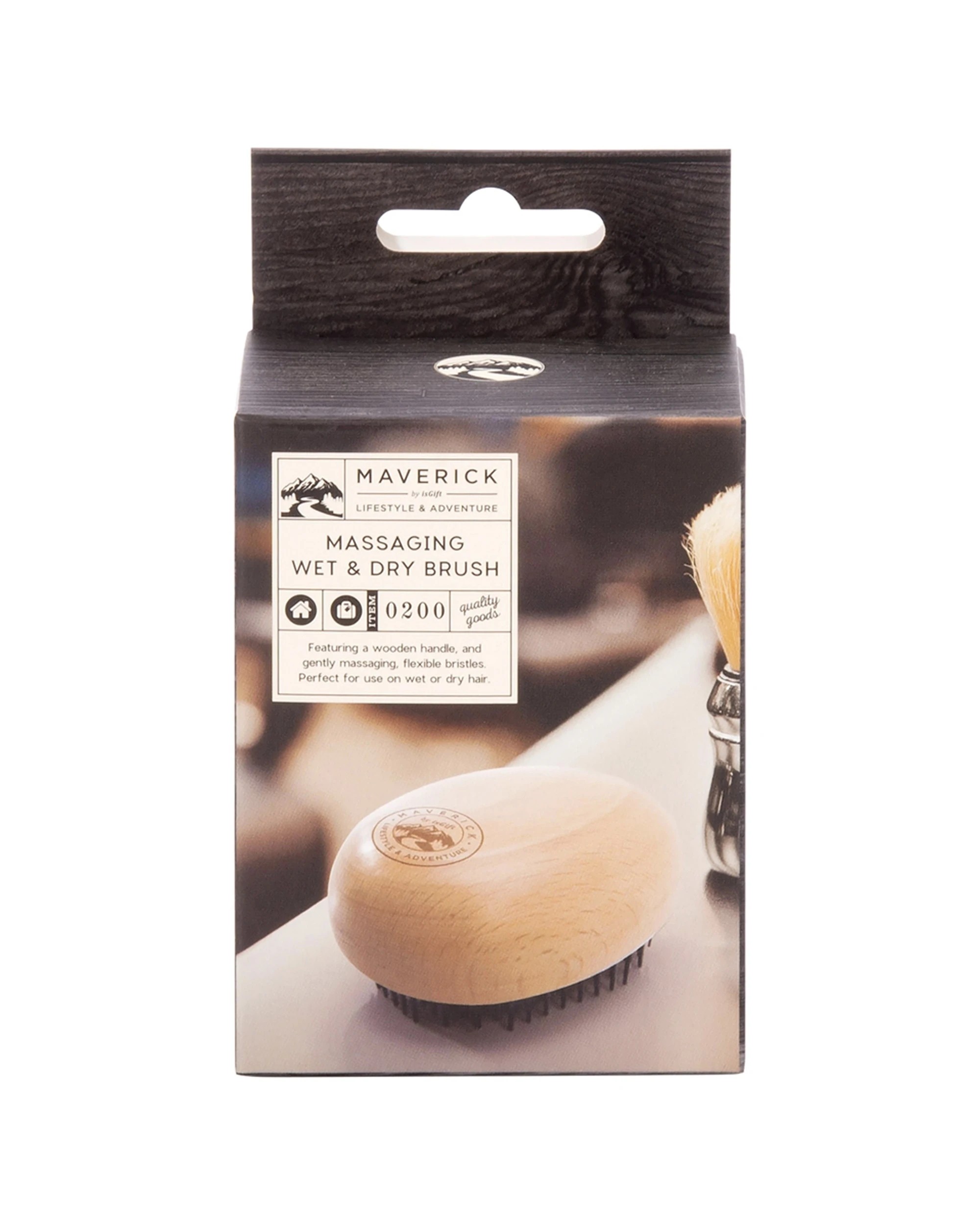 1 Maverick Wooden Massaging Wet And Dry Brush Comb Soft Flexible Bristles - Natural, 1 of 4