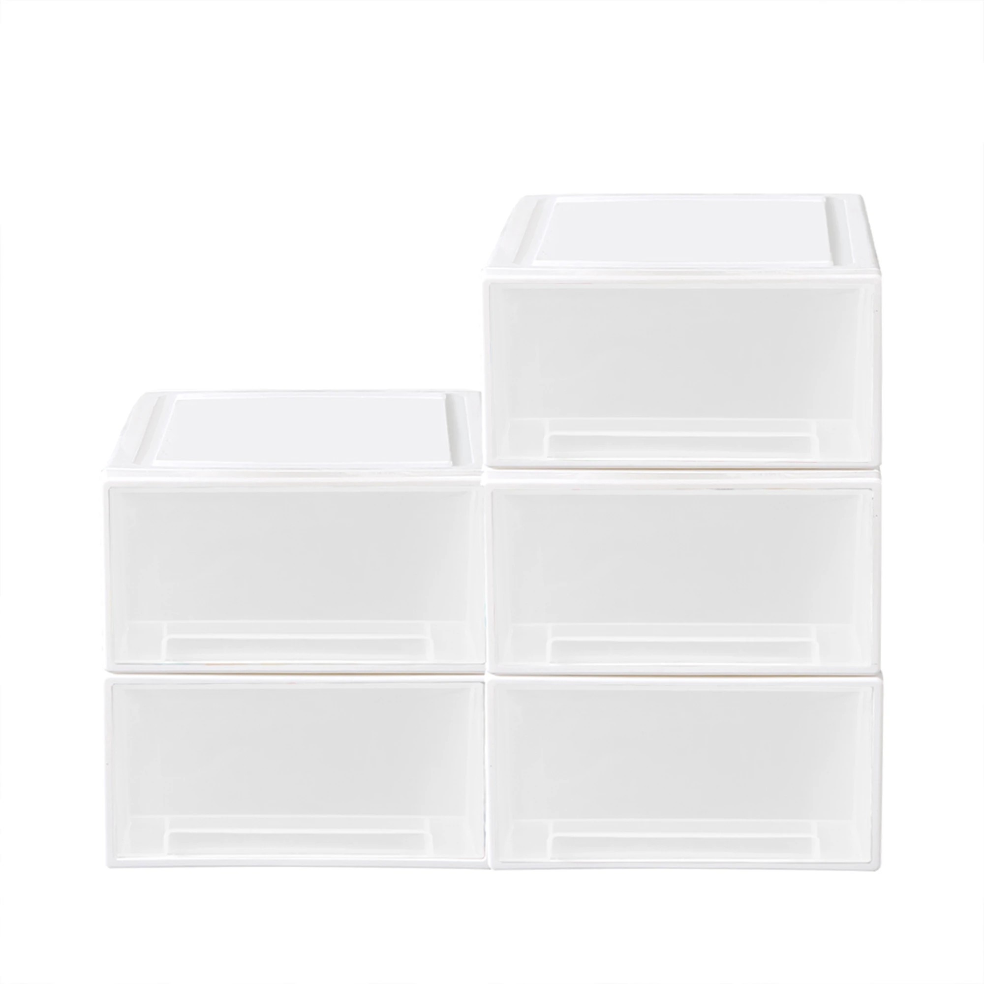 1 Traderight 5 Pcs 17L Multi Purpose Storage Bin Box with Drawer - White, 1 of 7