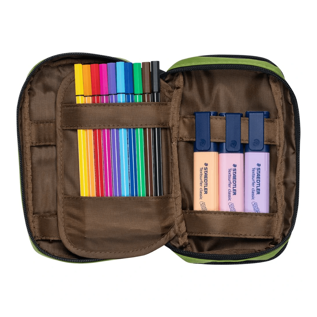 4 Lihit Lab Double Zip Mutli Compartment Pencil Case Lime, 4 of 5