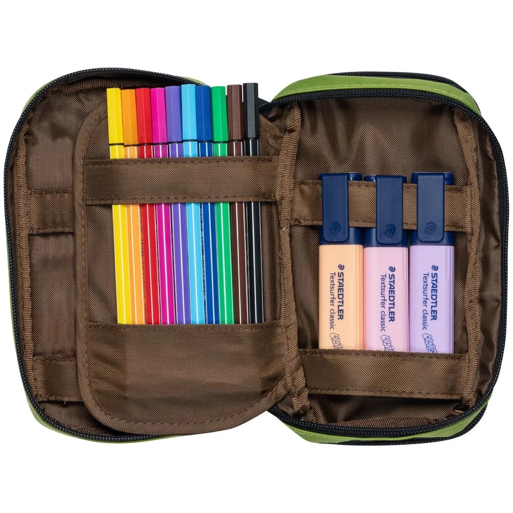 4 Lihit Lab Double Zip Mutli Compartment Pencil Case Lime, 4 of 5