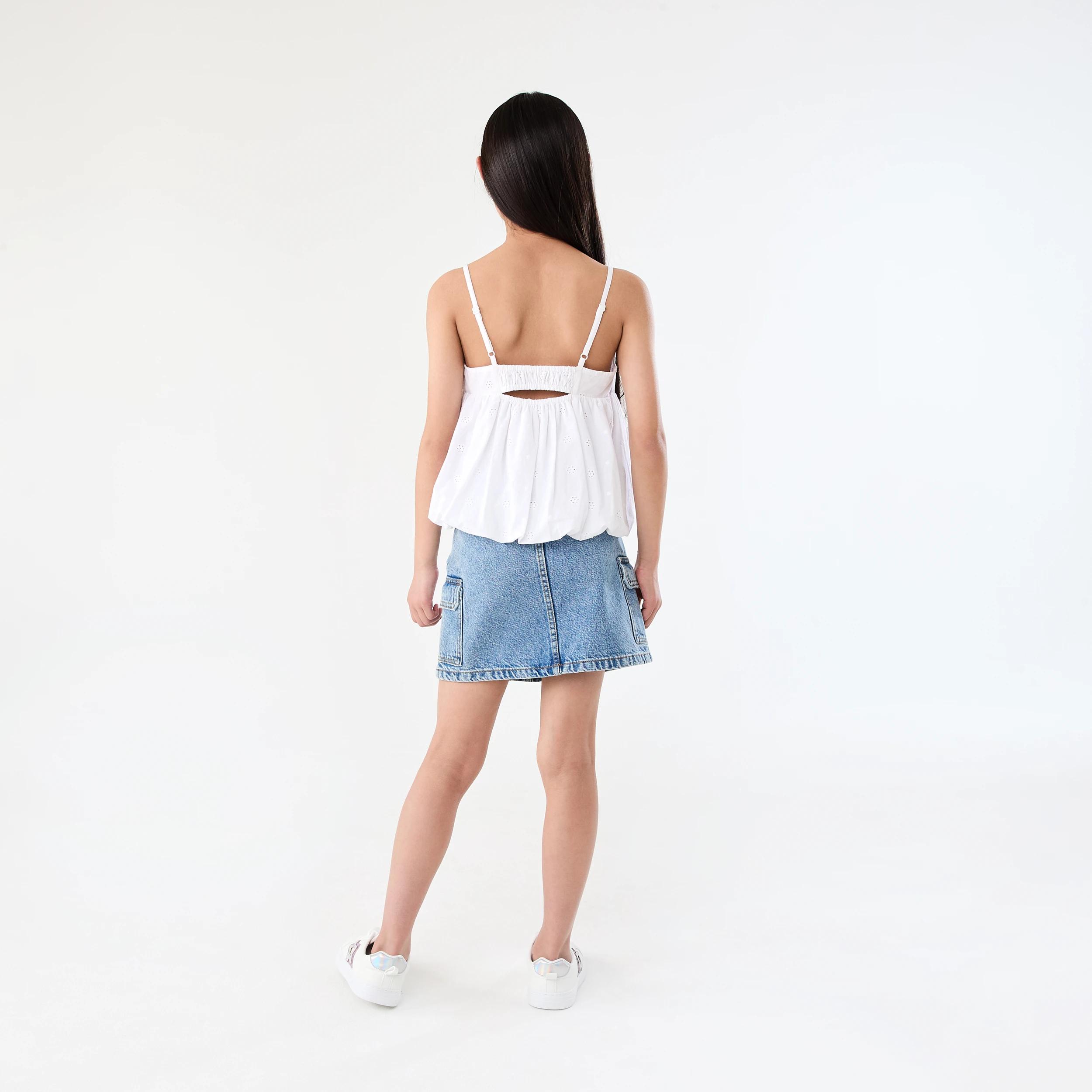 8 Bubble Hem Woven Top White, 8 of 8