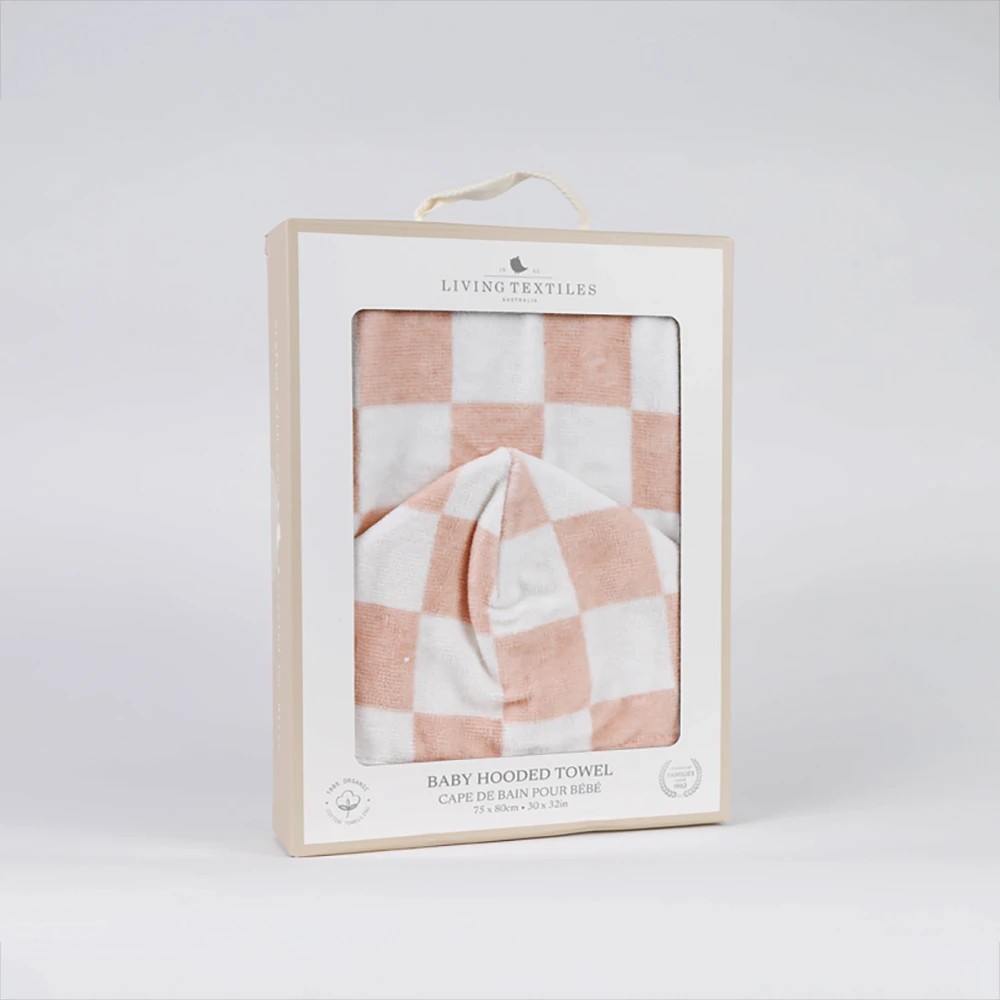 8 Living Textiles - Hooded Towel (75cm x 80cm) - Checkered Blush - Assorted, 8 of 8