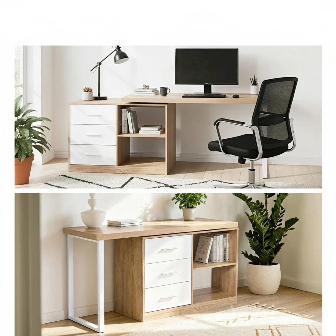 4 Artiss Computer Desk Swivelling L shape Home Office Storage Cabinet - Multi, 4 of 7