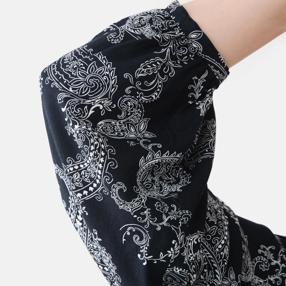 6 Curve Long Sleeve Tassel Blouse Nvy Paisly, 6 of 6