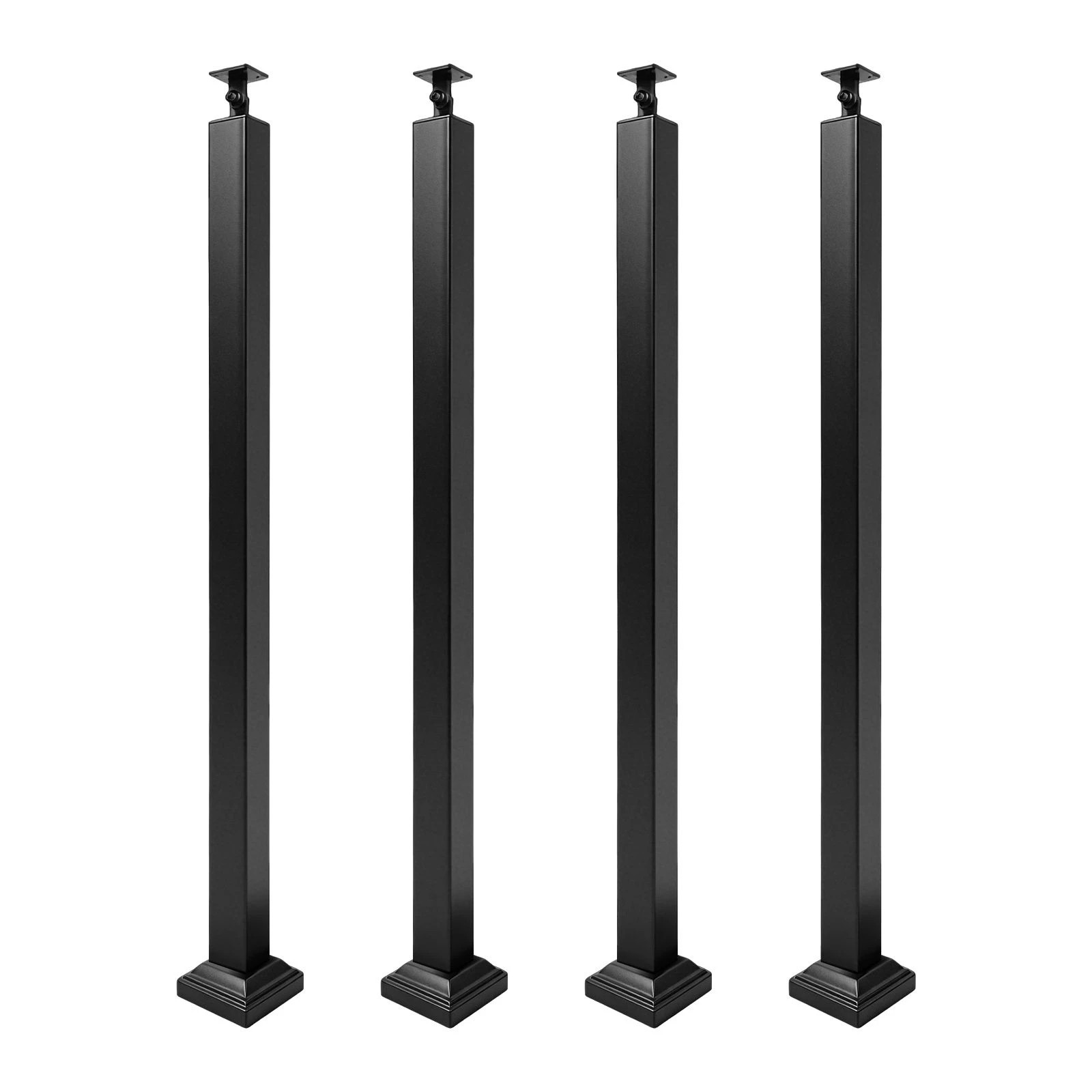 1 Ausway 4 Pcs  Stair Handrail Posts, Adjustable 0-180 degree Metal Outdoor Step Railing Balustrade Supports, 1 of 6