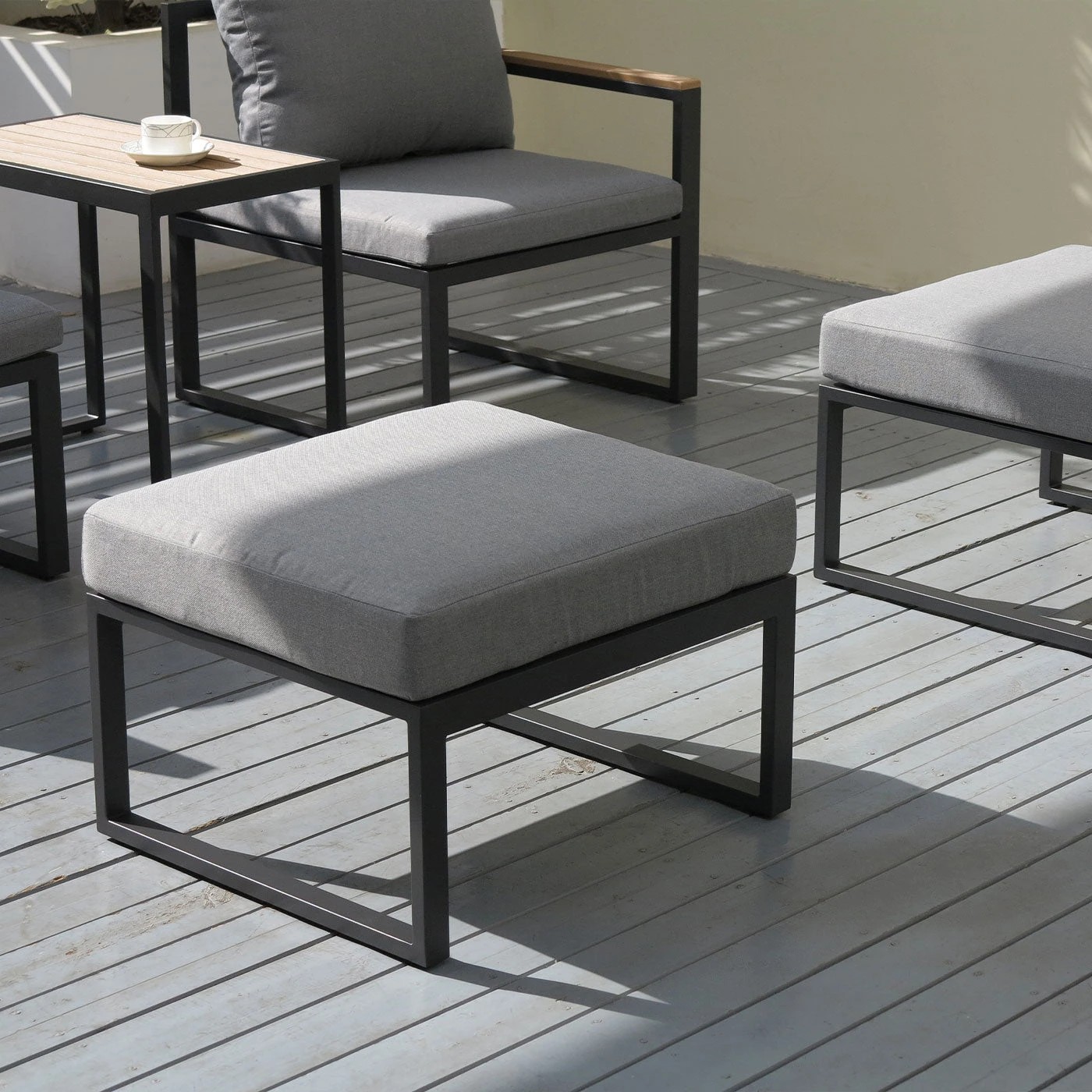 8 Moda Living Sunbury 5-Piece Outdoor Armchair Sofa Set with Stools and Table - Charcoal, 8 of 9
