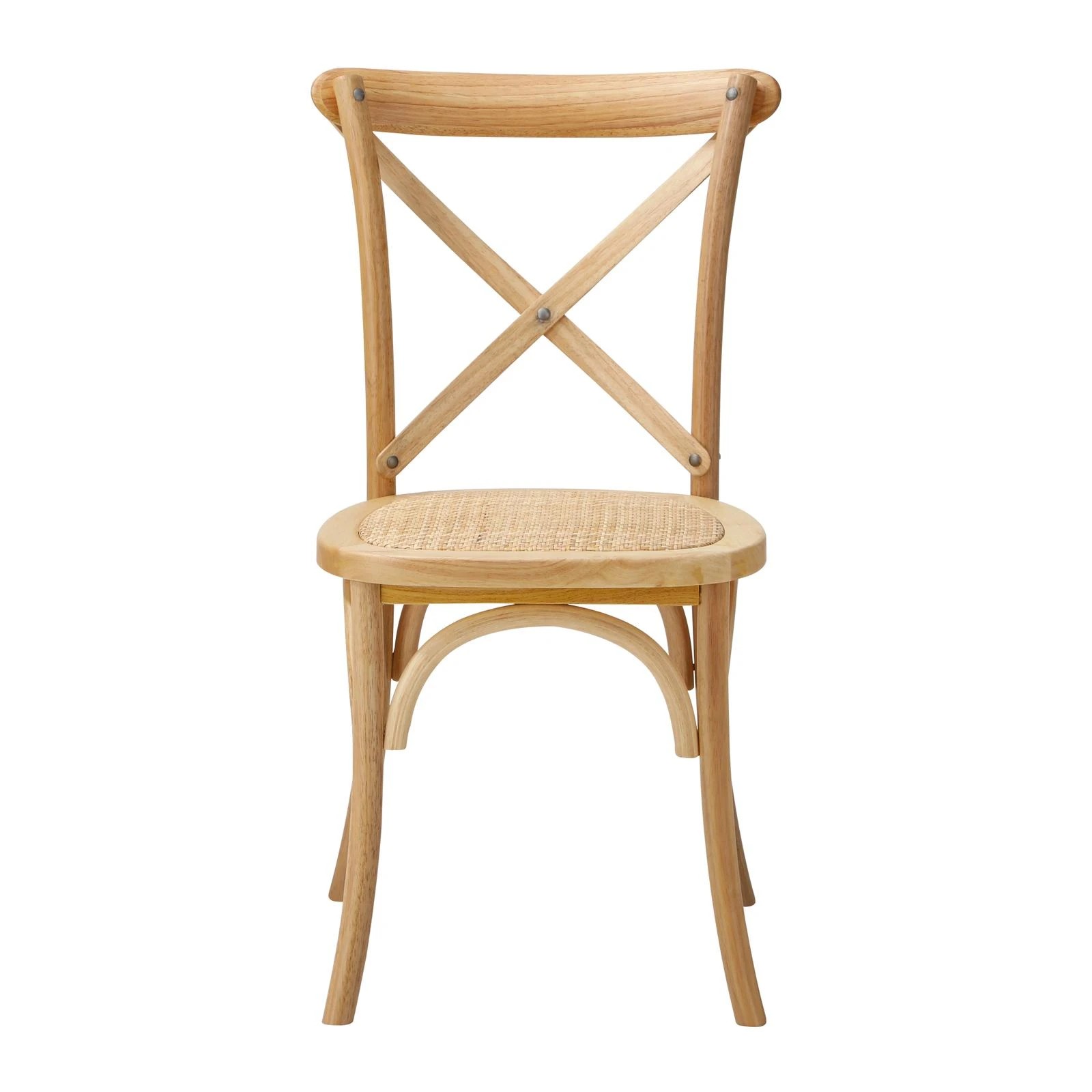 6 Oikiture 2pcs Crossback Dining Chair Solid Birch Timber Wood Ratan Seat Wooden
 - Natural, 6 of 10