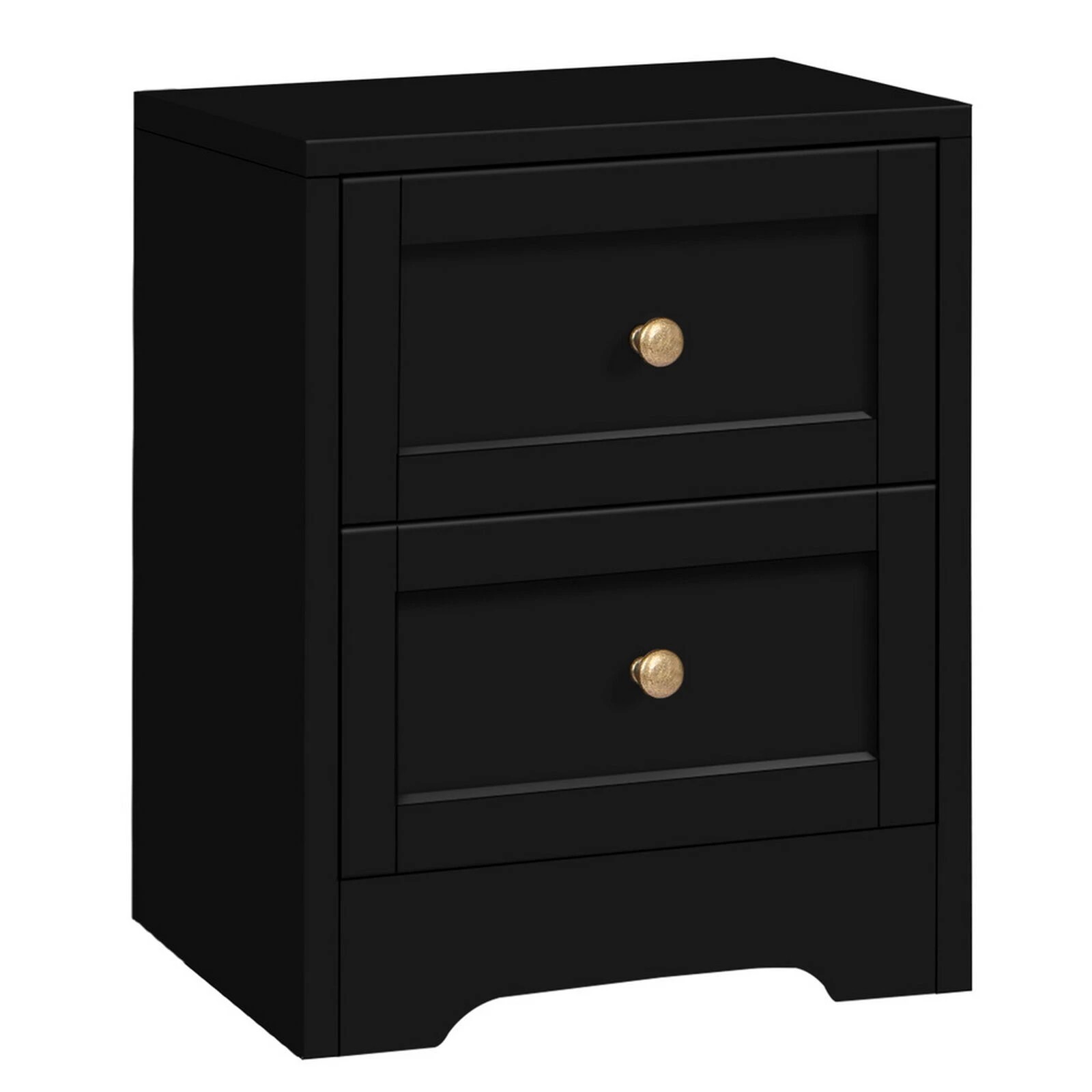 1 Alfordson Bedside Table Hamptons Nightstand Storage Side End Cabinet - Black, 1 of 10