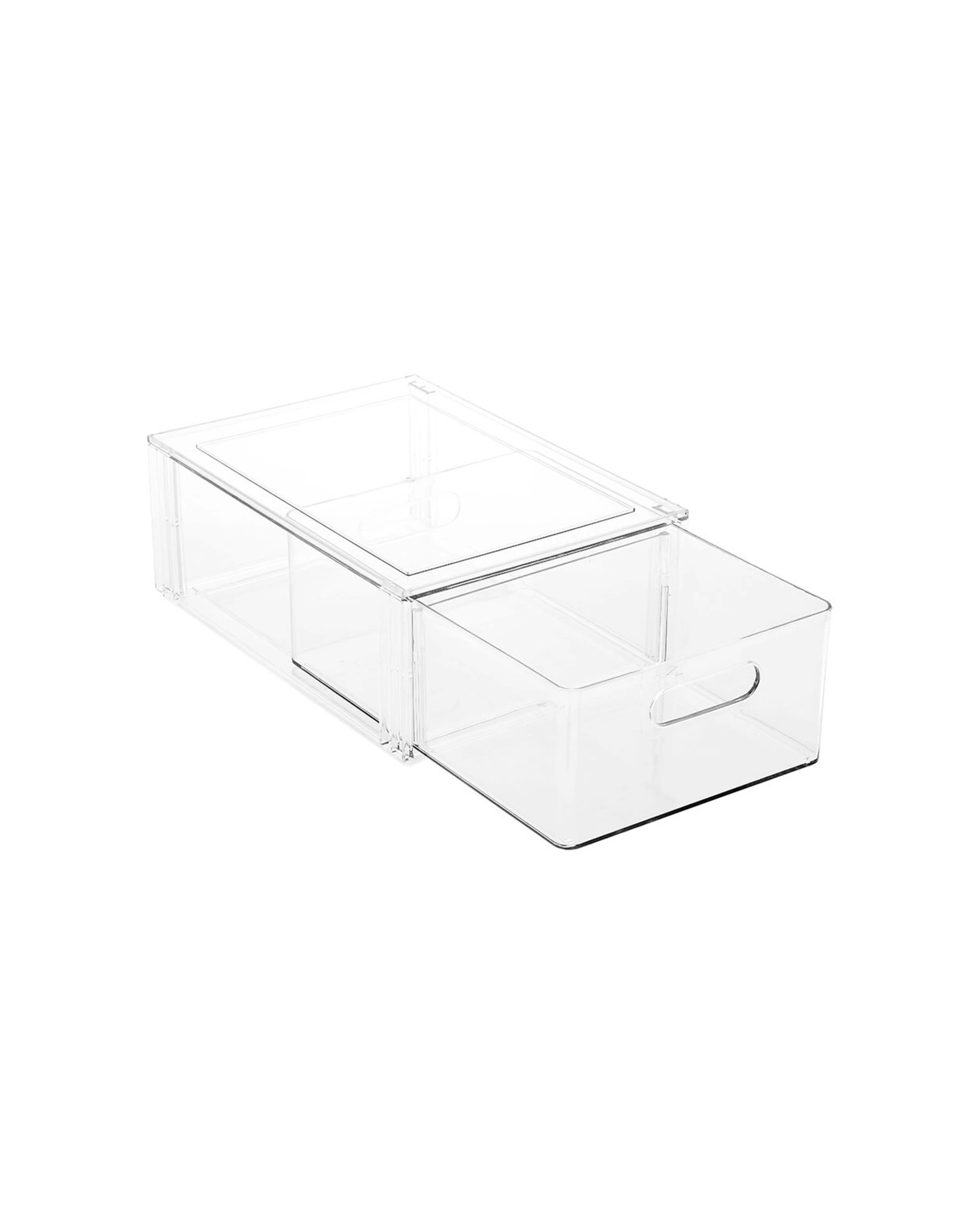 4 Boxsweden 35cm Crystal Storage Drawer With Divider Stackable Organiser - Home Storage Container.
 - Clear, 4 of 4