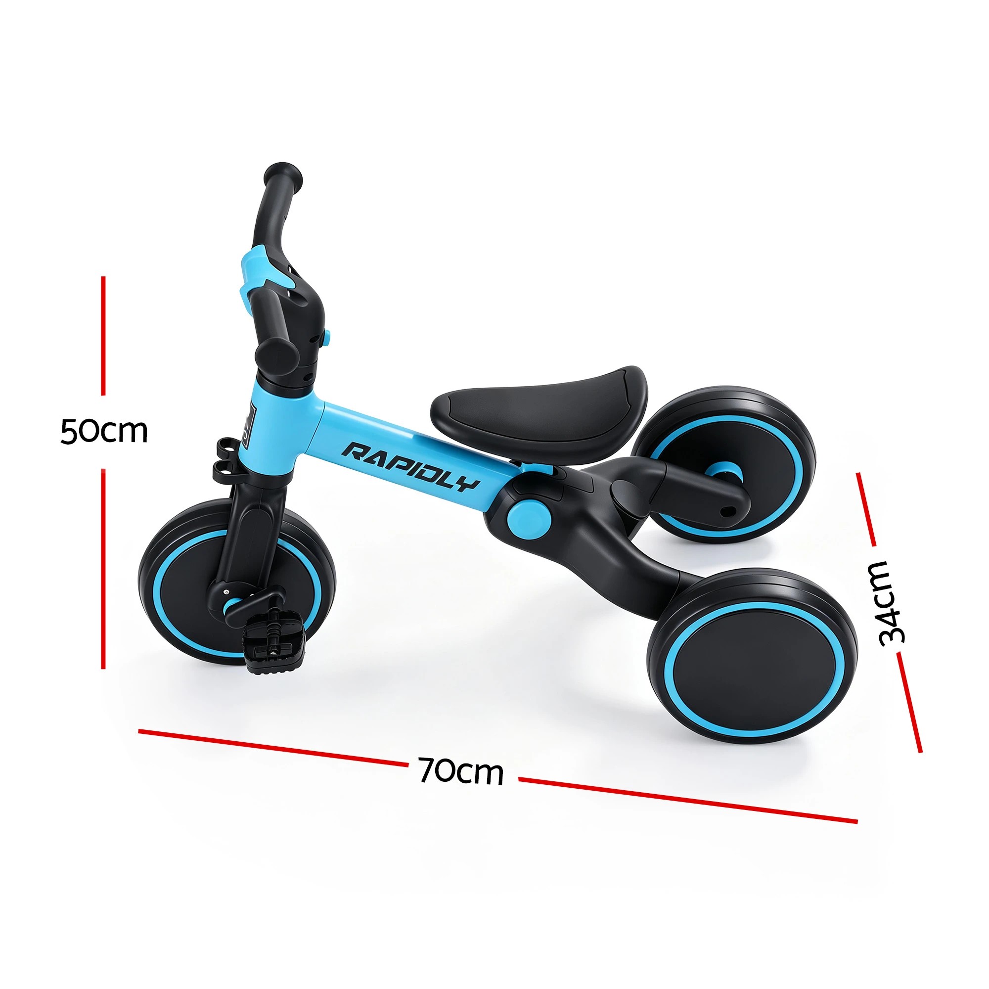 3 RIGO Tricycle Bike, Kids Bike with 3 wheels, Carbon Steel 70cm - Blue, 3 of 8