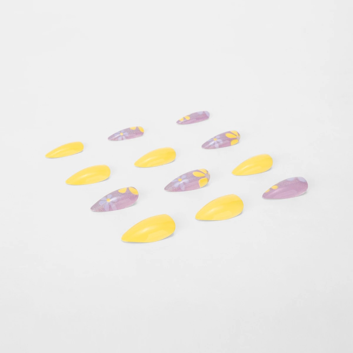4 OXX Cosmetics 24 Pack False Nails with Adhesive - Stiletto Shape, Floral Shimmer, 4 of 5