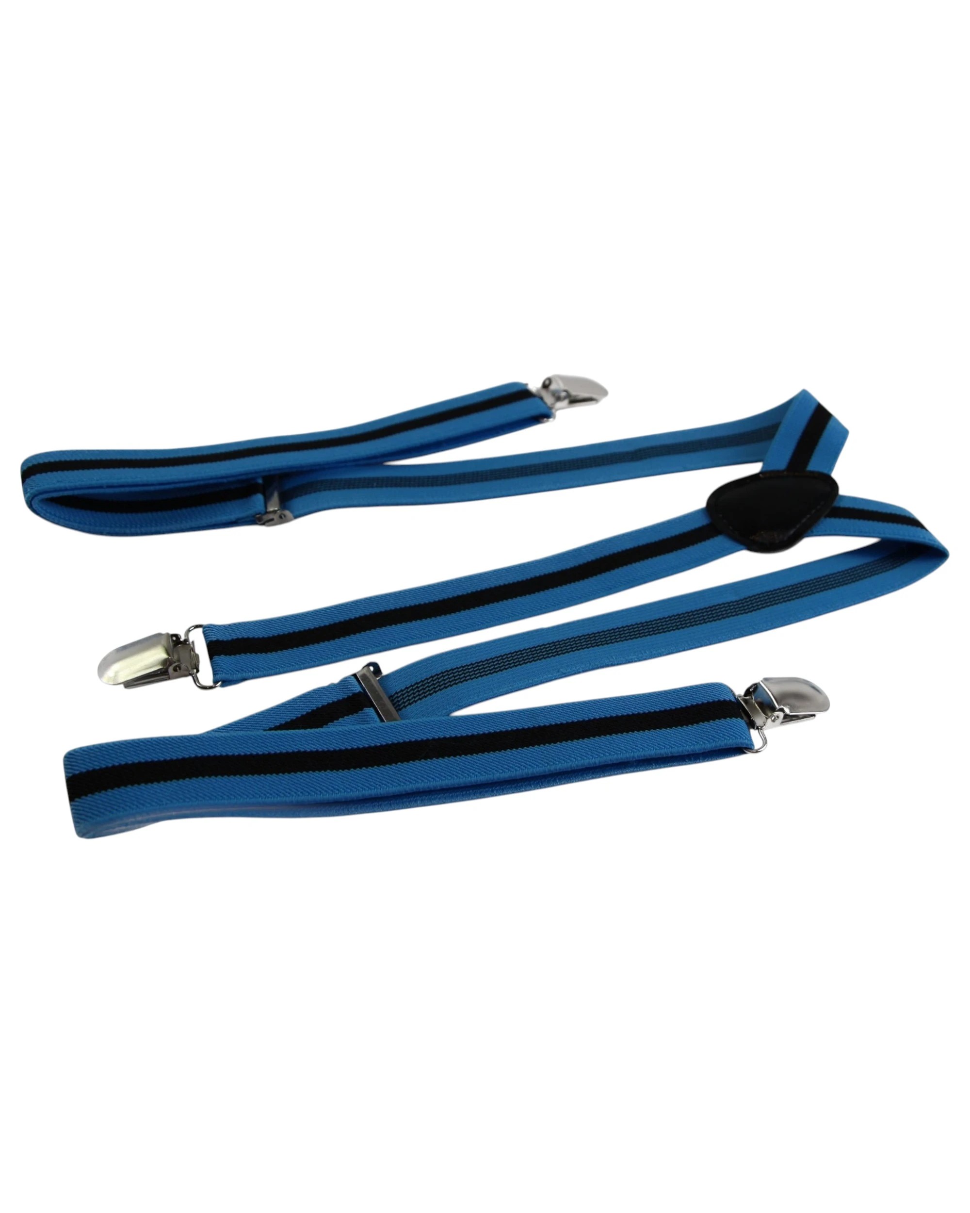 2 Zasel Mens Adjustable Light Blue & Black Striped Patterned Suspenders - Multi, 2 of 5