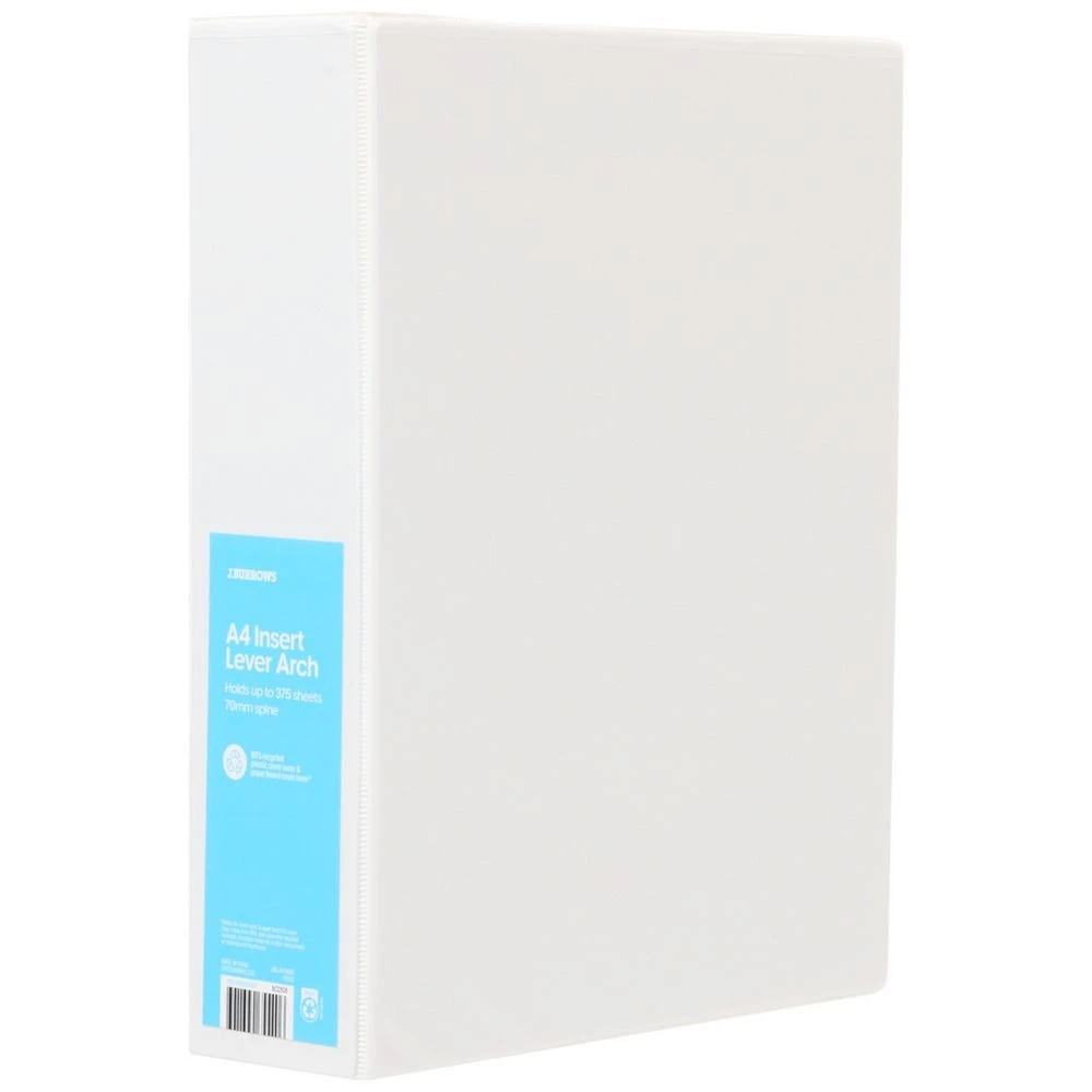 1 J.Burrows Insert Half Lever Arch A4 Binder 70mm White, 1 of 4