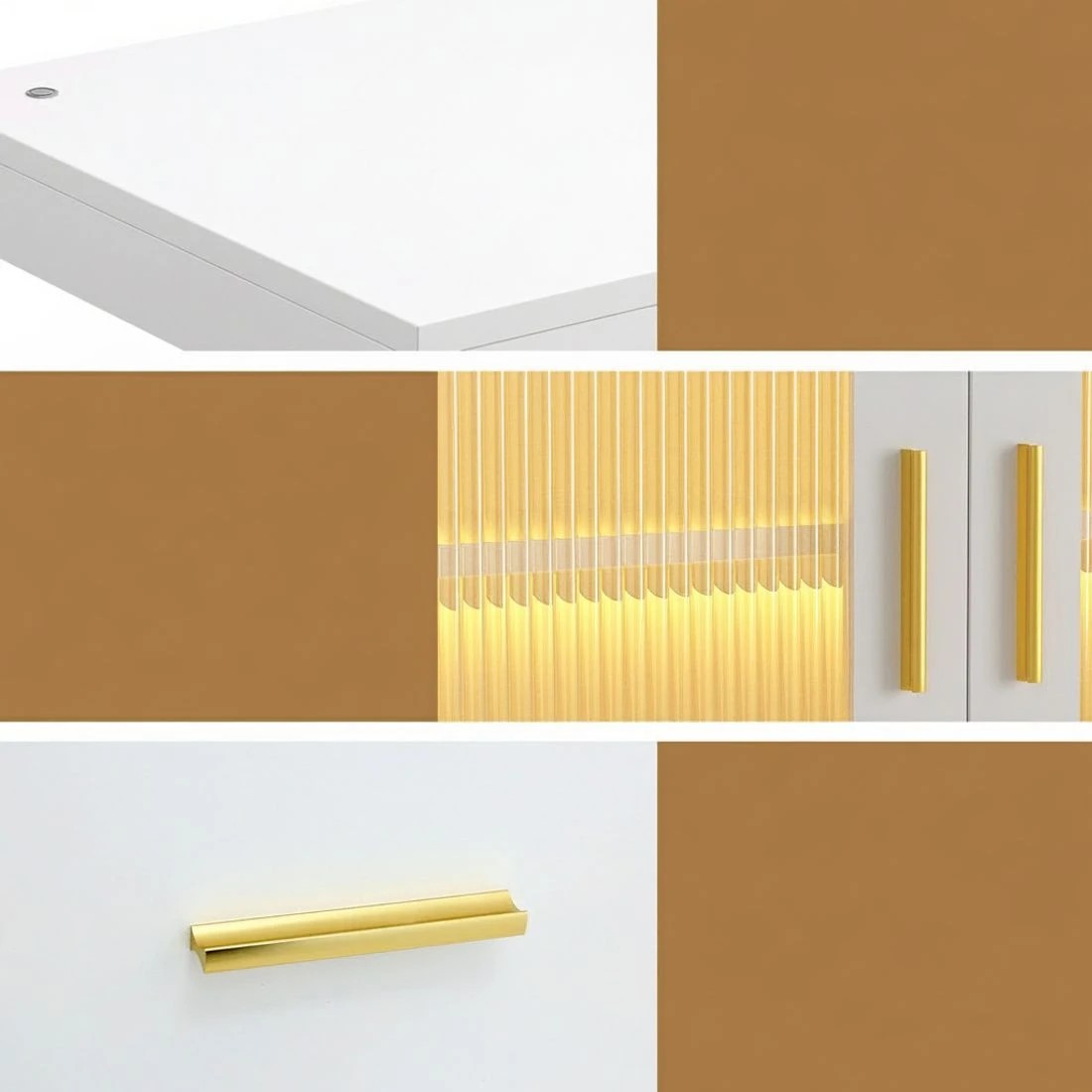 6 Artiss Buffet Sideboard Cabinet LED Clear Door Kitchen Storage Drawers - White, 6 of 6